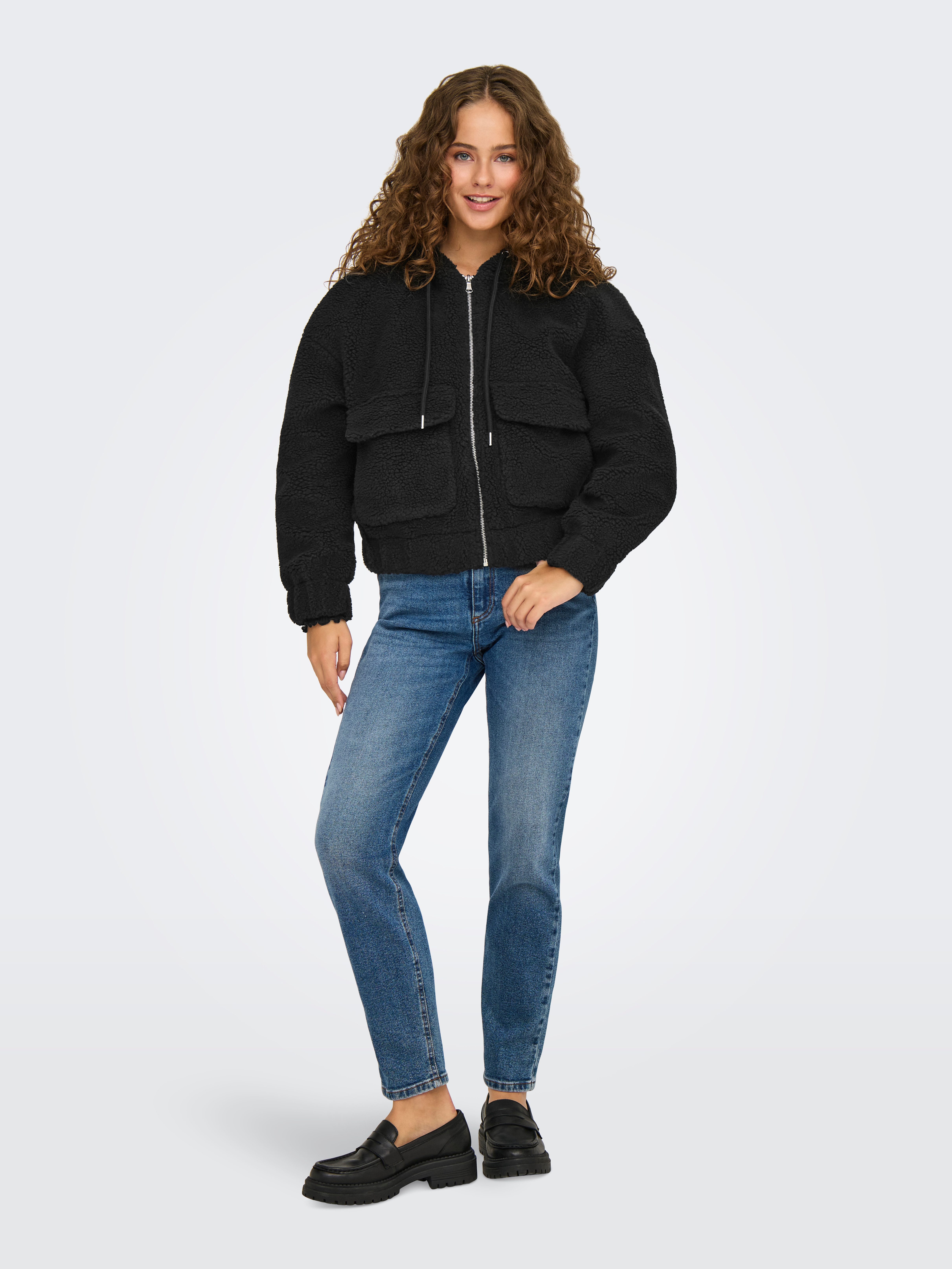 ONLY Kapuzenplüschjacke ONLTANJA TEDDY HOOD JACKET OTW NOOS Kunstfaser