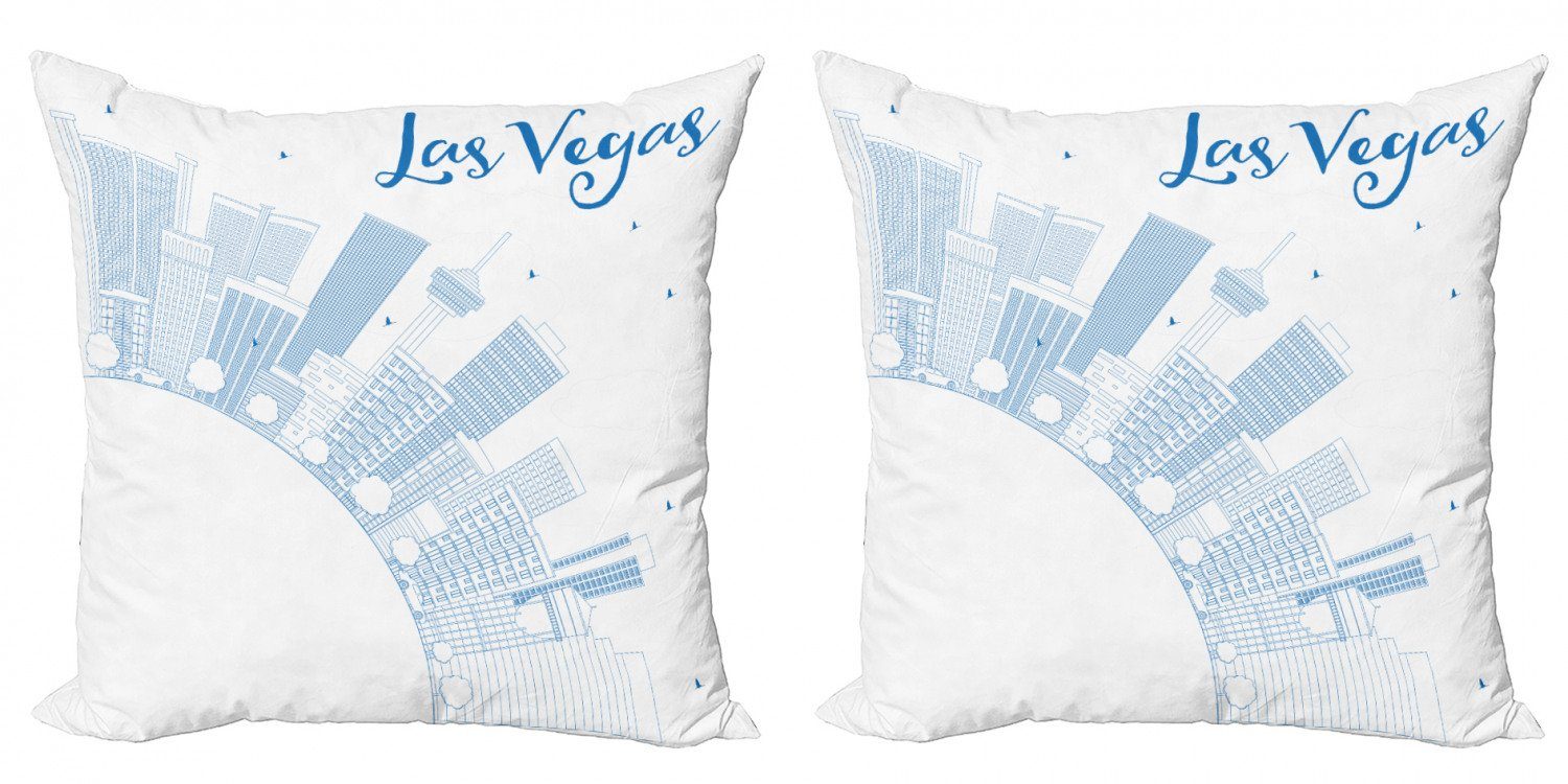 Kissenbezüge Modern Accent Doppelseitiger Digitaldruck, Abakuhaus (2 Stück), Las Vegas Gebäude Städtische Stadt-Liebe