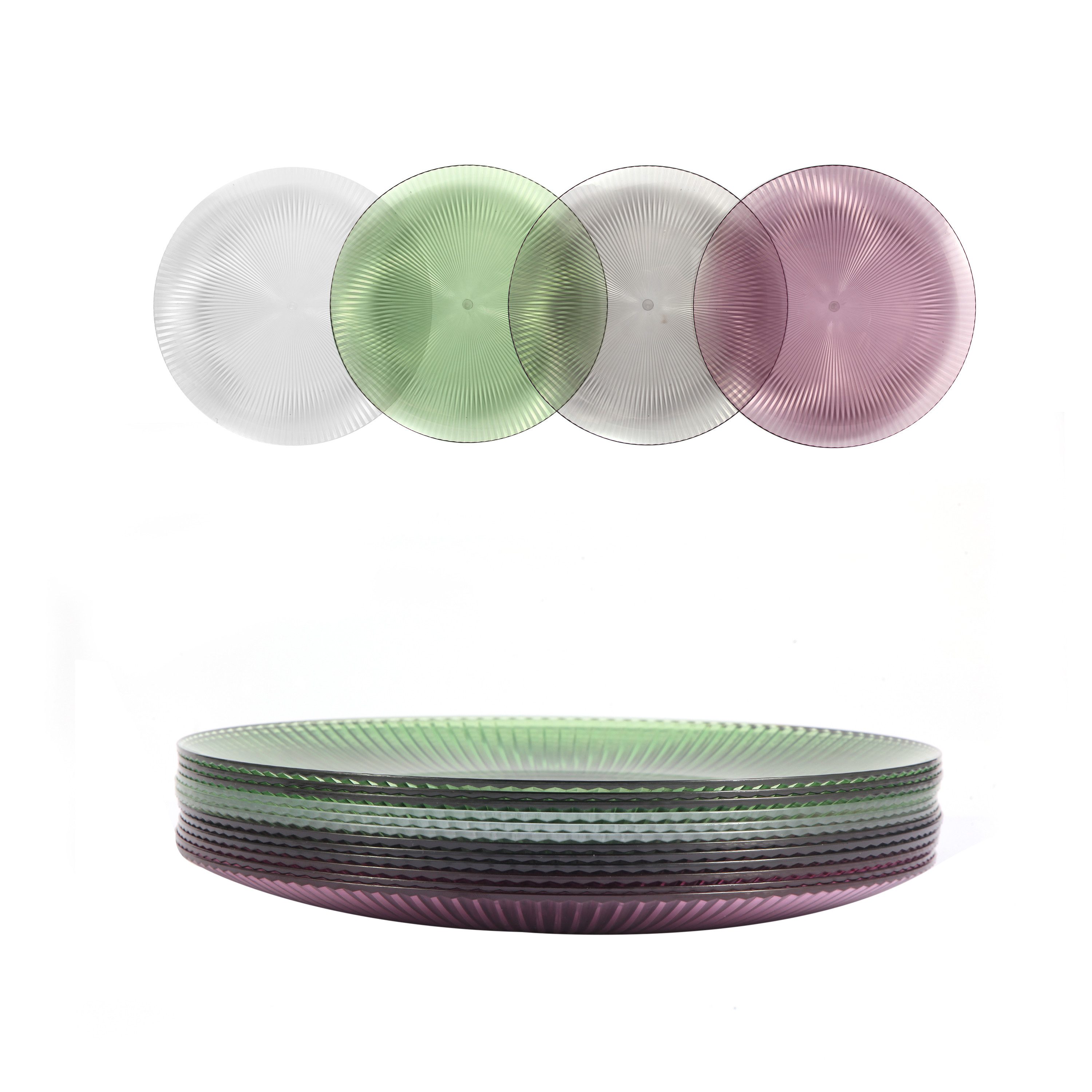 Ribelli Тарелка для завтрака 12er Set Десертная тарелка Salatteller aus Kunststoff, Plastik BPA-Frei, S/L Size für Frühstück, Party, Camping, Dessert