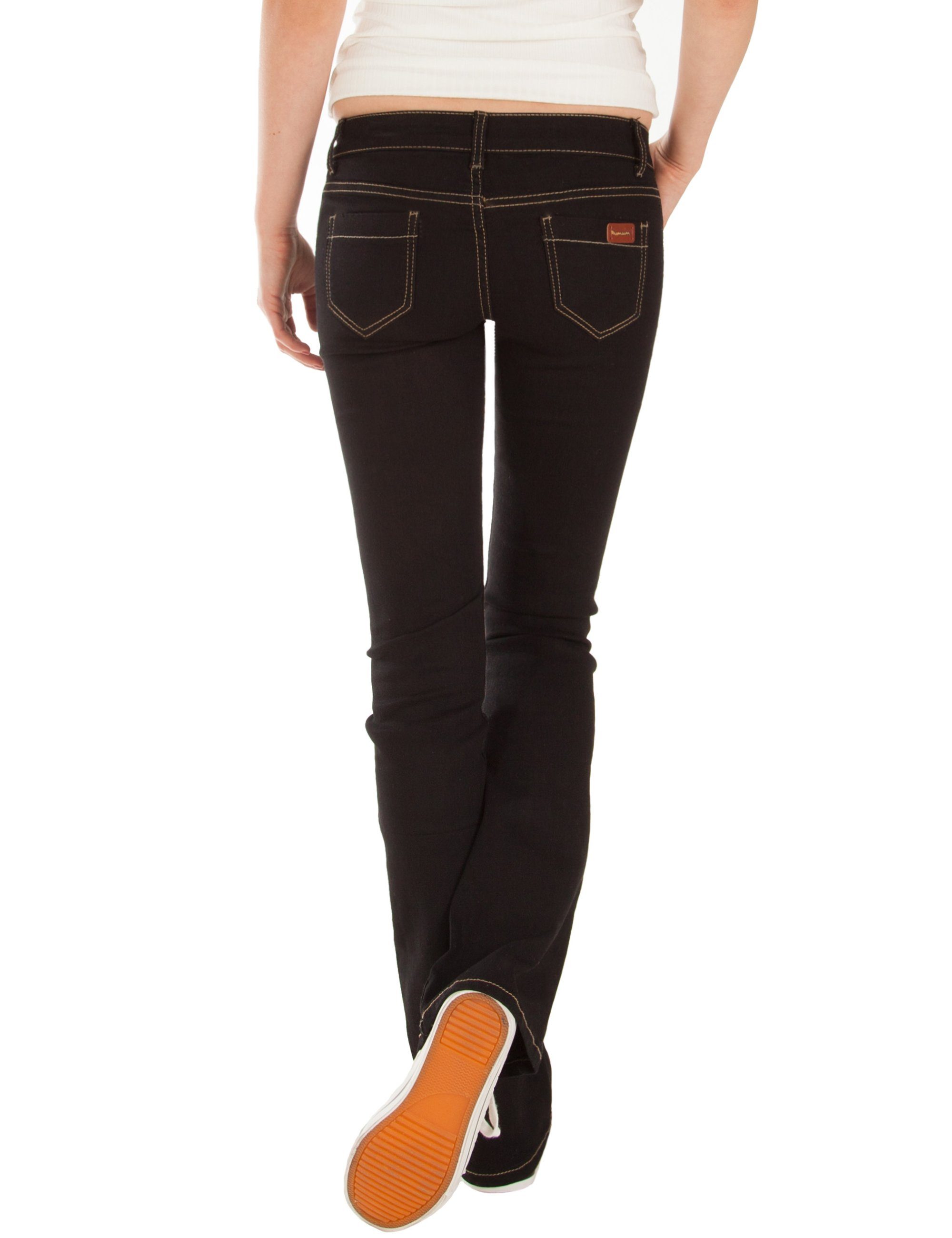 Fraternel Bootcut-Jeans Stretch, Waist, Schwarz Low 5-Pocket-Style