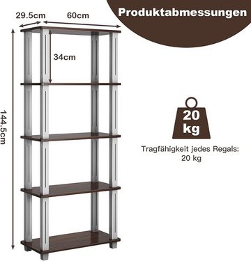 KOMFOTTEU Standregal 5-stufiges 144,5 cm Lagerregale, mit stabilem Rahmen