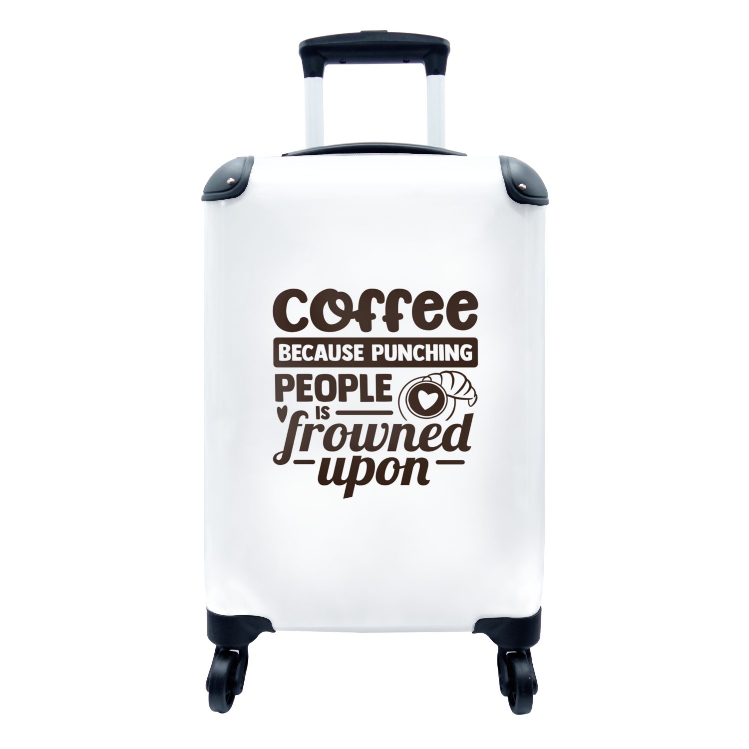 MuchoWow Handgepäckkoffer Kaffee - Zitat - Herz, 4 Rollen, Reisetasche mit rollen, Handgepäck für Ferien, Trolley, Reisekoffer