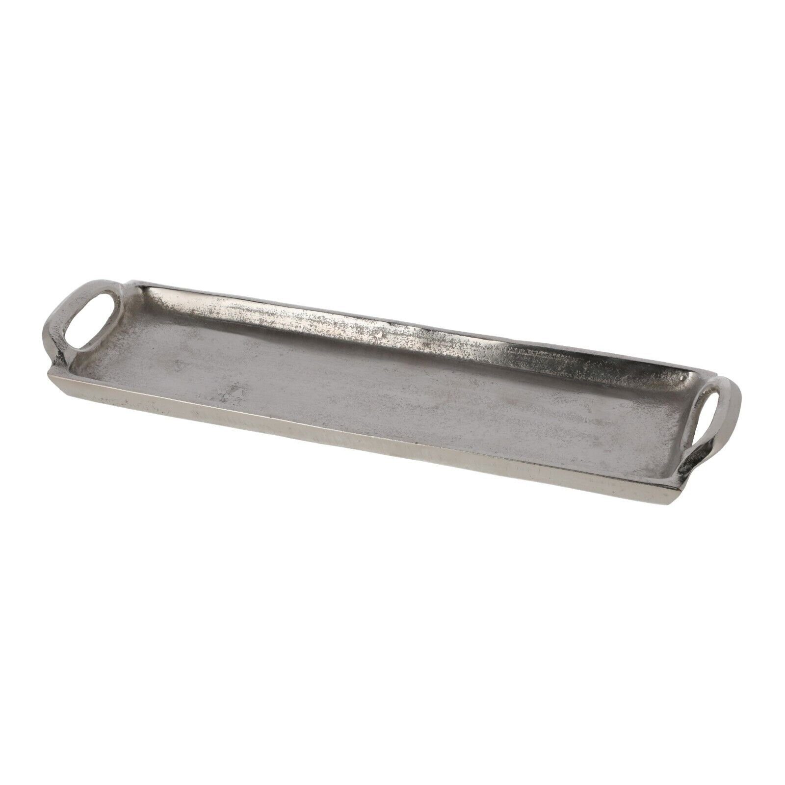 Meinposten Dekoschale Dekoteller Metallteller Tablett silber 30x12 cm massiv Schale (1 St)