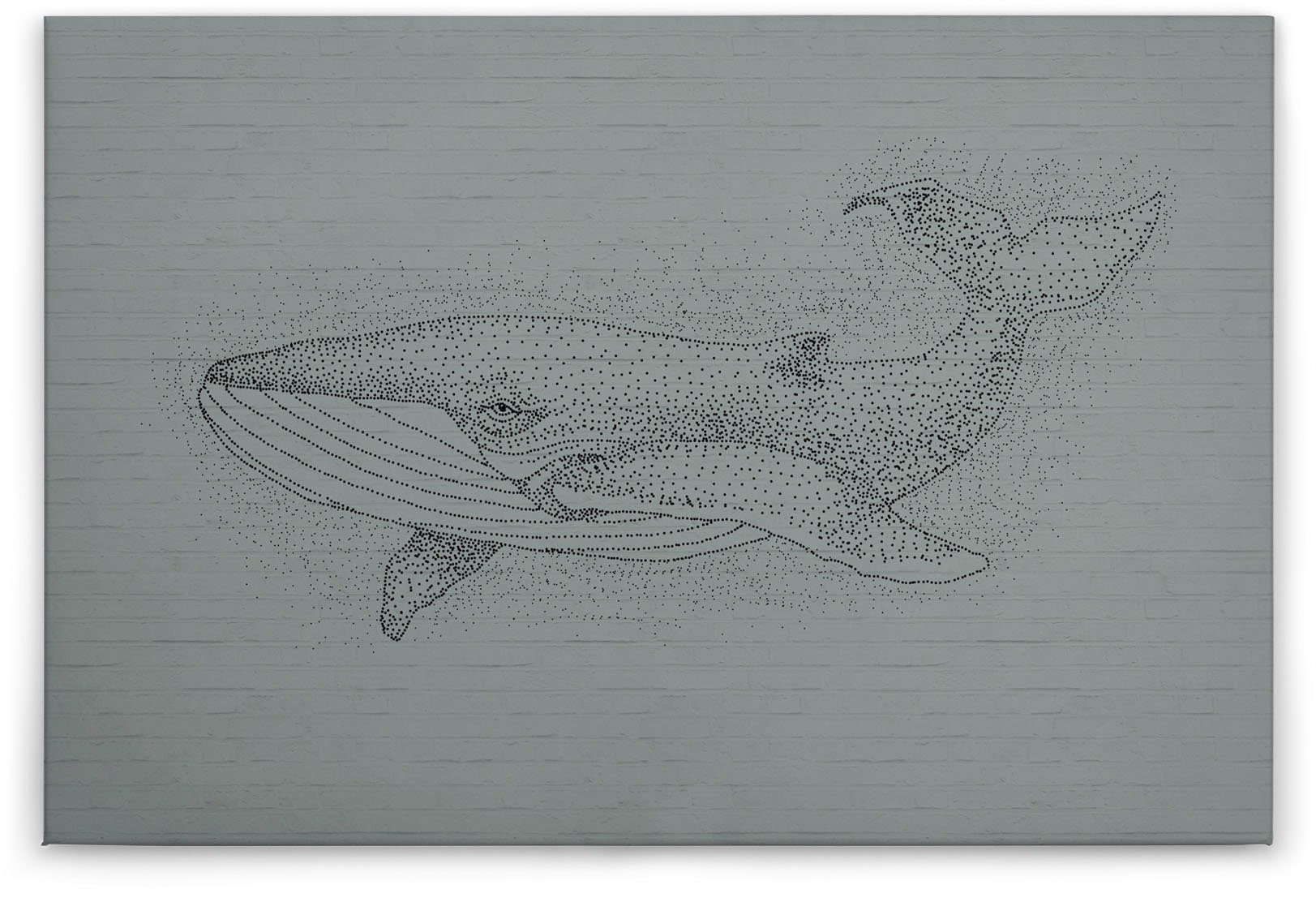 Schwarz-Weiß Bild 3, St), Création Keilrahmen A.S. Zeichnung titan Tiere (1 Wal Leinwandbild