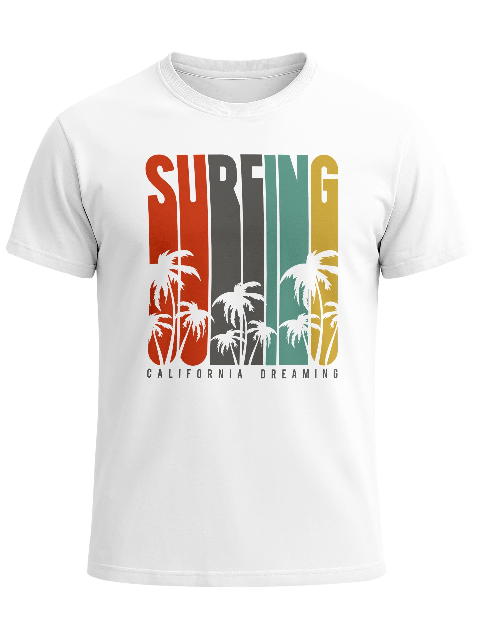 Neverless Print-Shirt Herren T-Shirt Surfing Surfer Style Schriftzug California Dreams mit Print