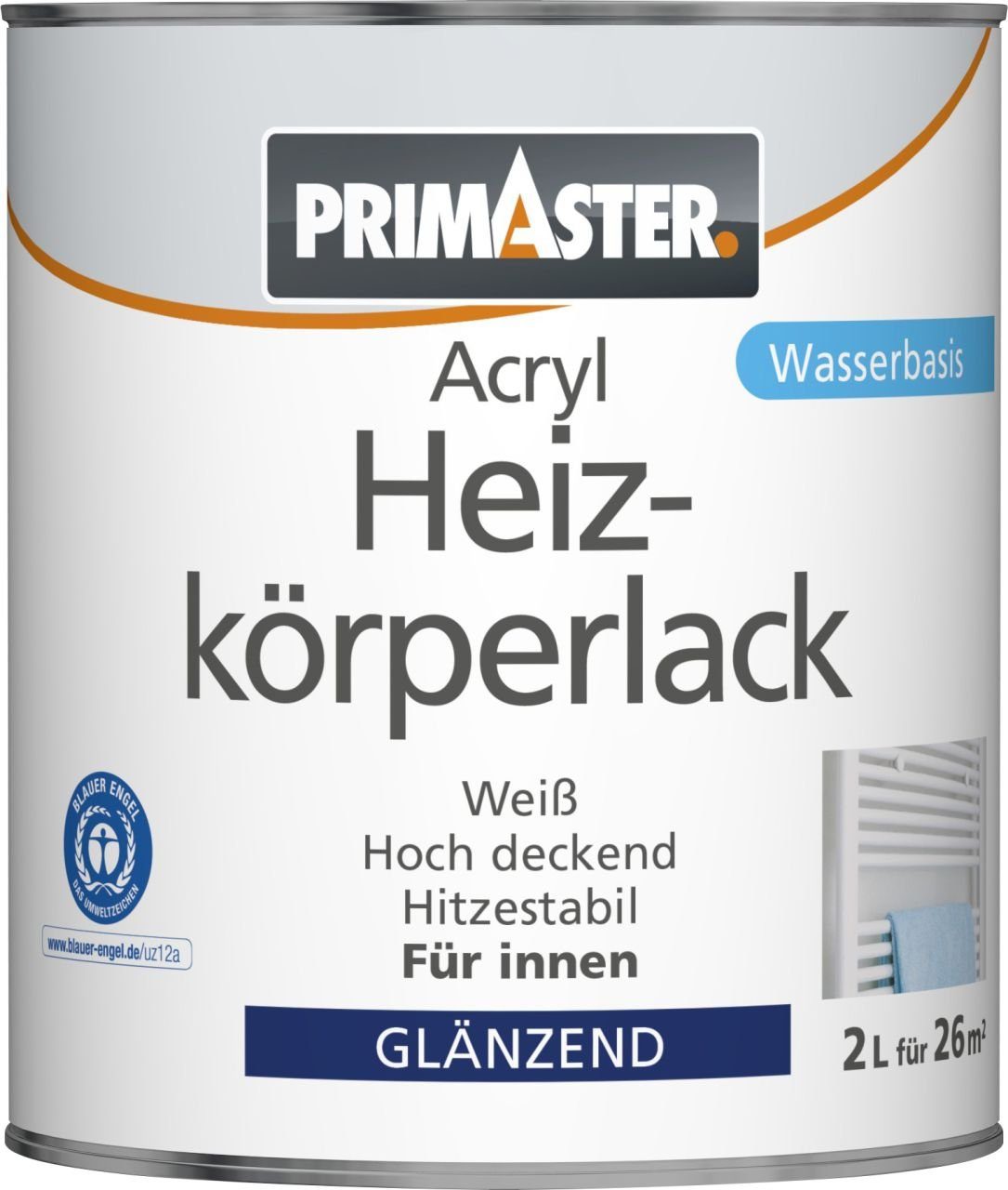 Primaster Lack Primaster Acryl glänzend Heizkörperlack weiß 2 L