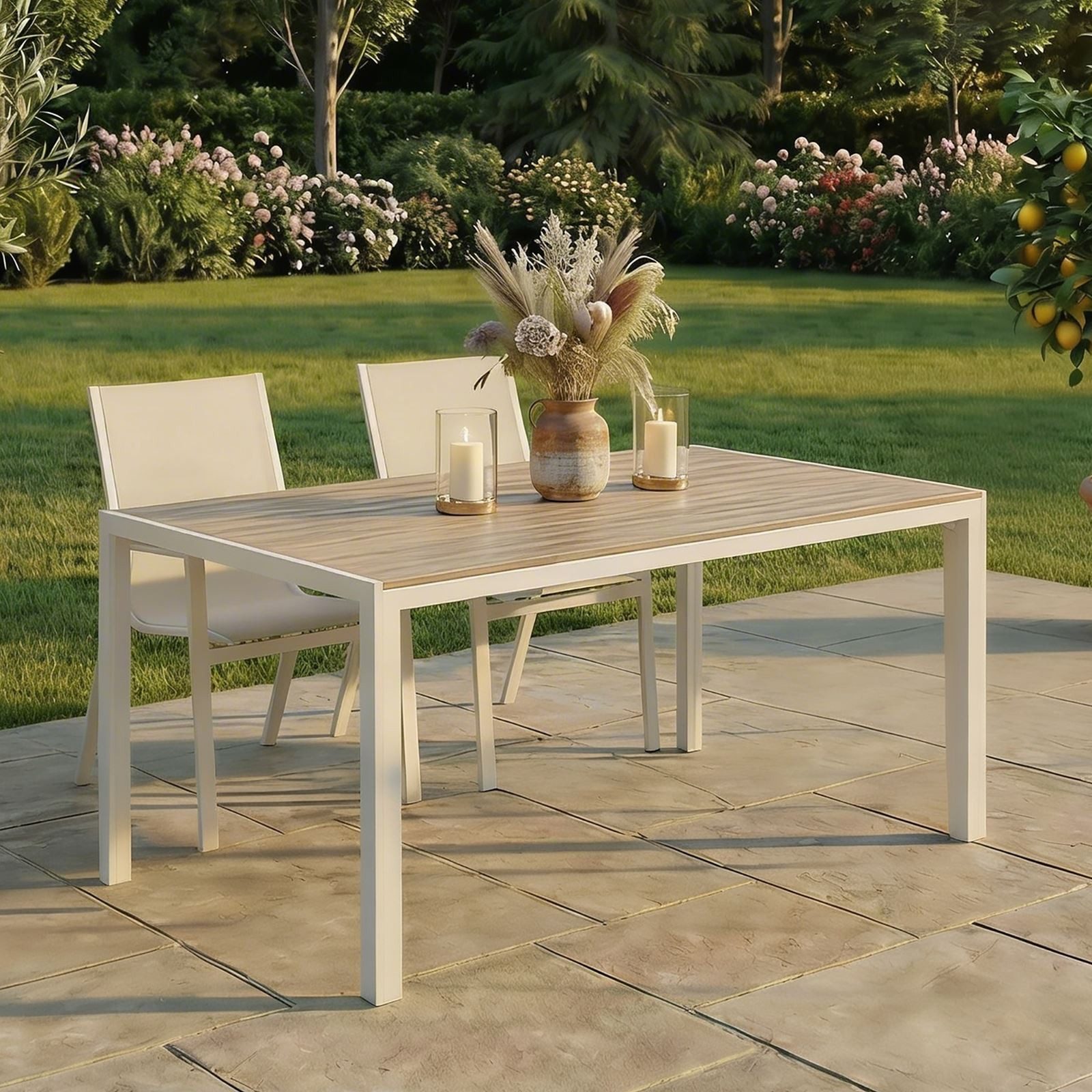 IDIMEX Gartentisch MONDELLO, Terrassentisch wetterfest 150x90 cm Weiß