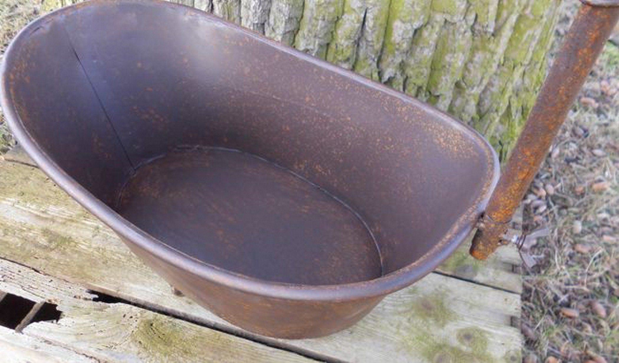 Deko-Impression Pflanzkübel Wanne mit Deko-Wasserhahn Eisenbottich Blumentopf Pflanzschale 36 cm (1 St)