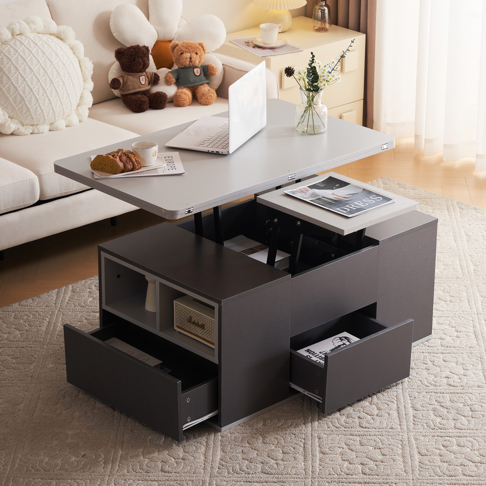 MODFU Couchtisch Multifunktions-Couchtisch (Couchtisch mit Schubladen, günstig online kaufen