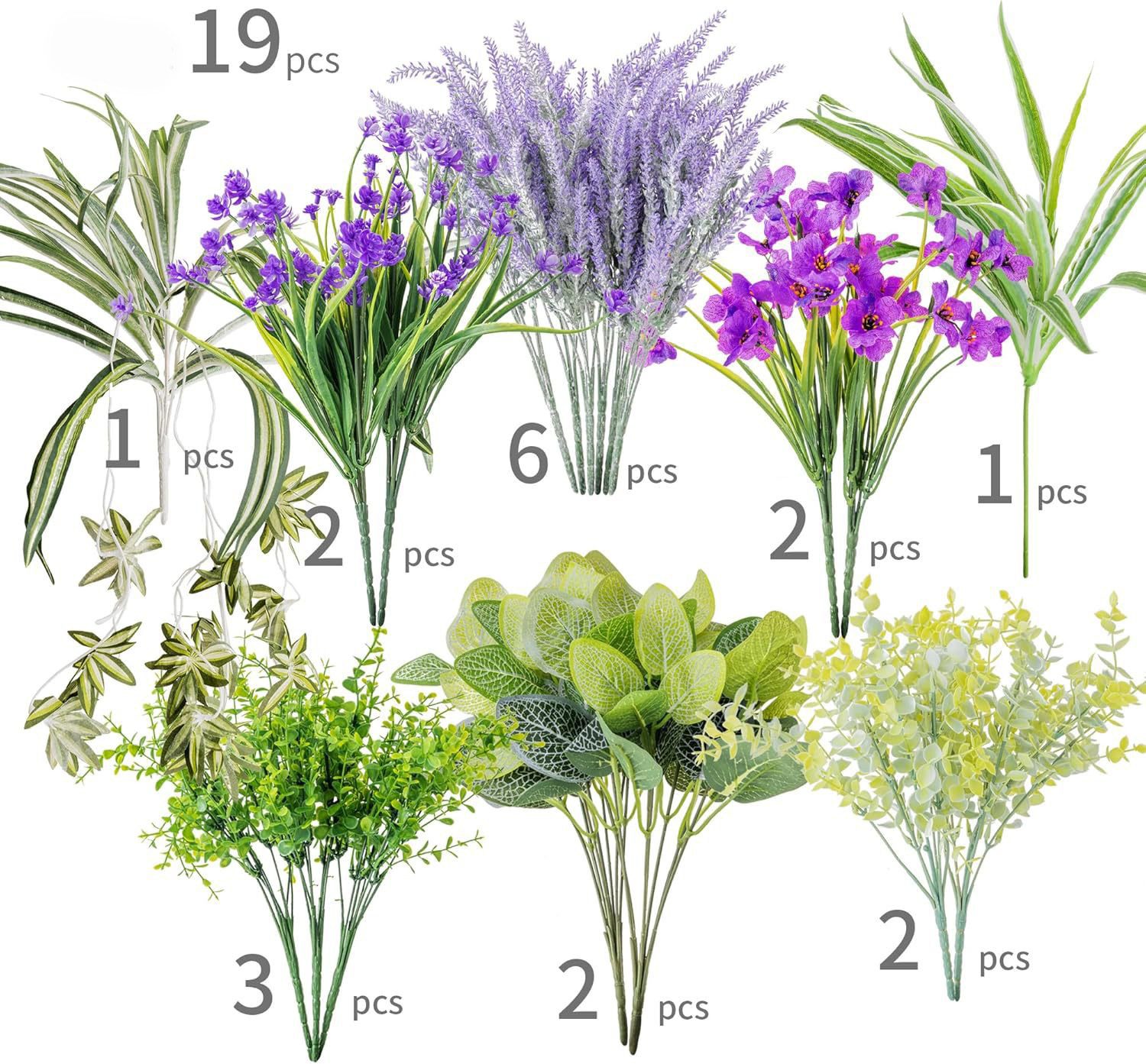 Kunstblumenstrauß Künstliche Blumen Balkon Kunstblumen Wetterfest Kunstpflanzen, Coonoor, für Balkonkasten Innen Außenbereich Outdoor Garten Deko – Bild 2 von 5