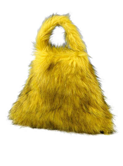 Metamorph Kostüm Gelbe Plüschtasche, Kunstfell-Handtasche in auffallender Farbe