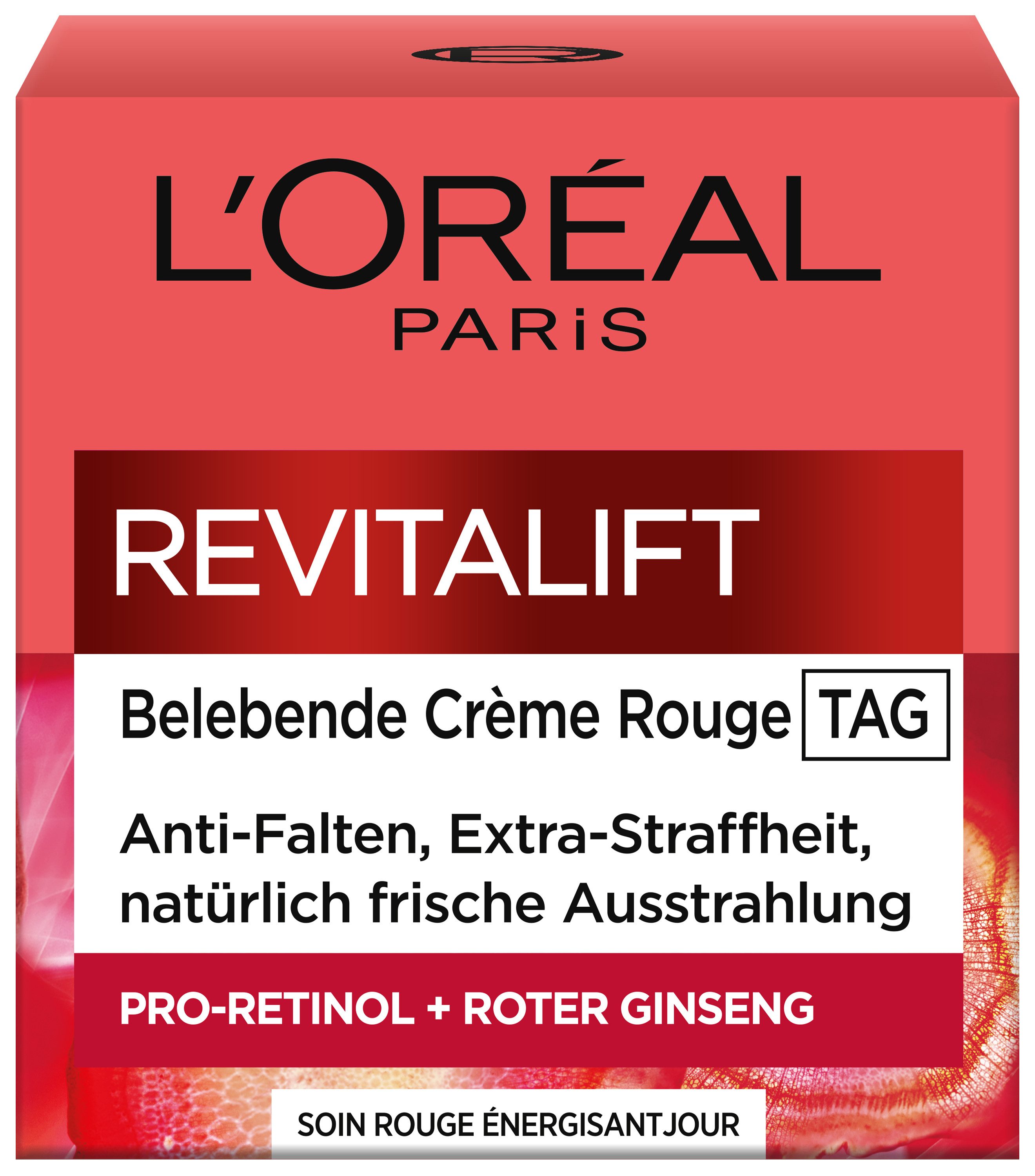 L'ORÉAL PARIS Tagescreme REVITALIFT KLASSIK CRÈME ROUGE, bekämpft Anzeichen von Müdigkeit, mildert Falten, strafft die Haut
