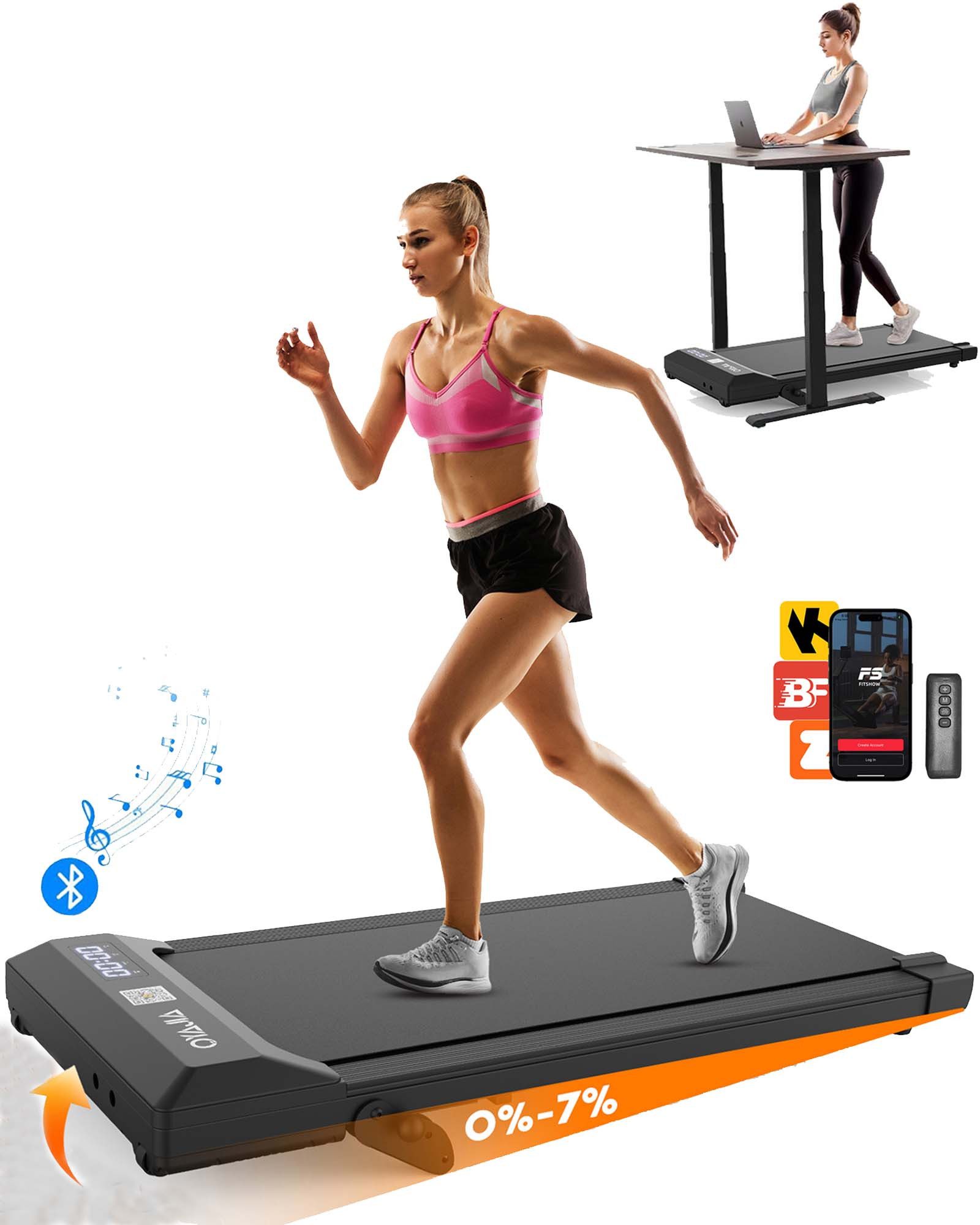 kehot Laufband Walking Pad mit 7 % Steigung und 2,5 PS bürstenlosem Motor (1–6 km/h mit 100 × 39 cm Lauffläche für aktives Walking zuhause, …