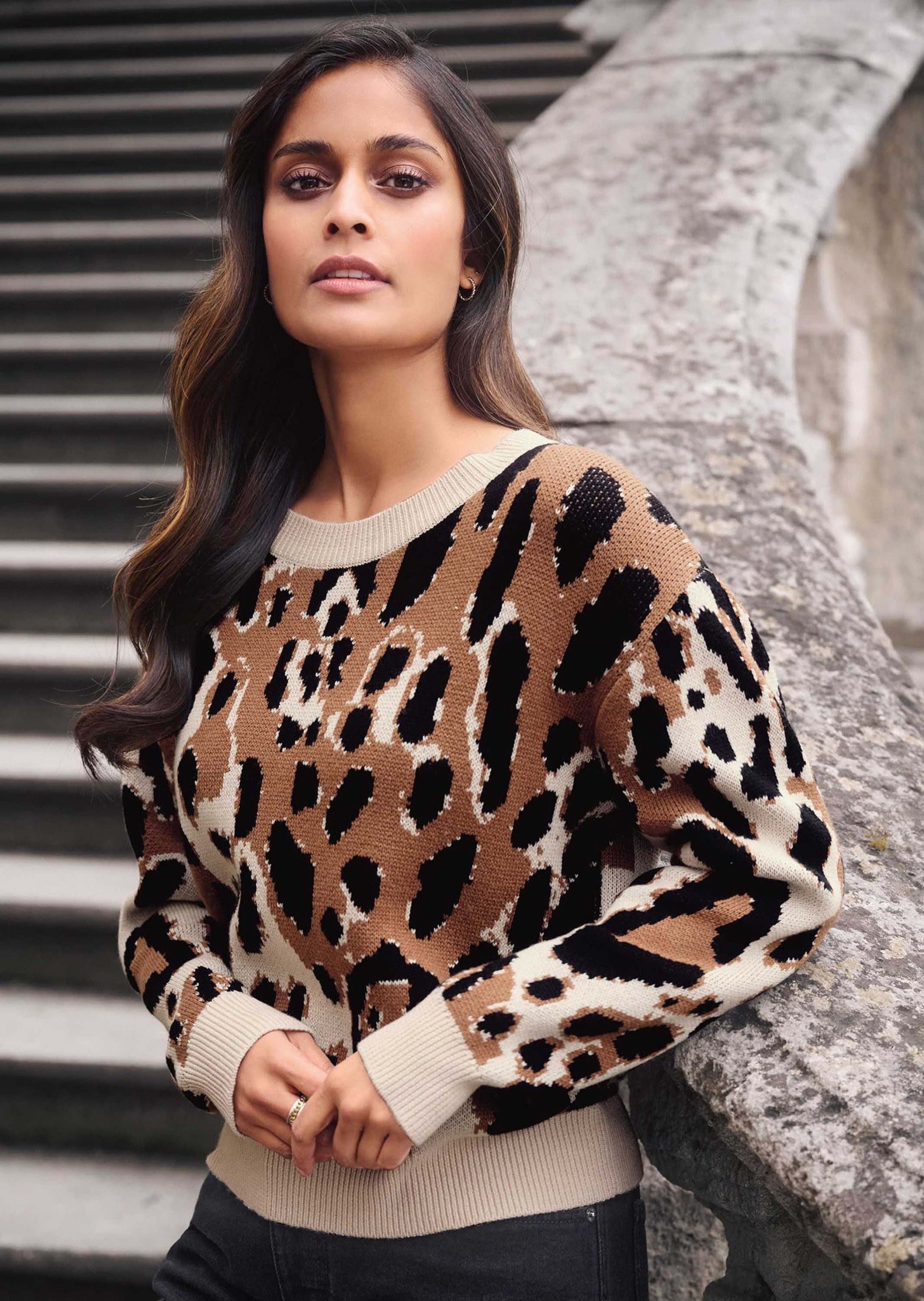 Strickpullover Pullover mit Animalmuster