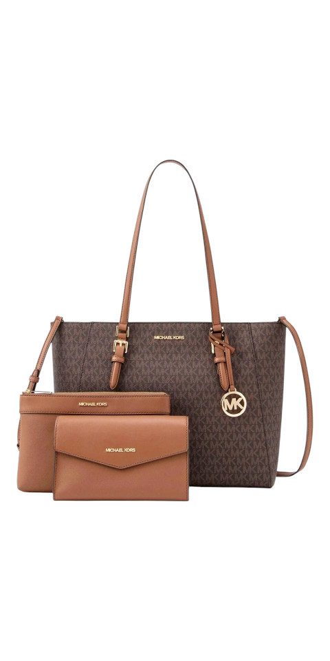 Handtasche Michael Kors Charlotte Large Tote 3in1 Leder Braun Schultertasche