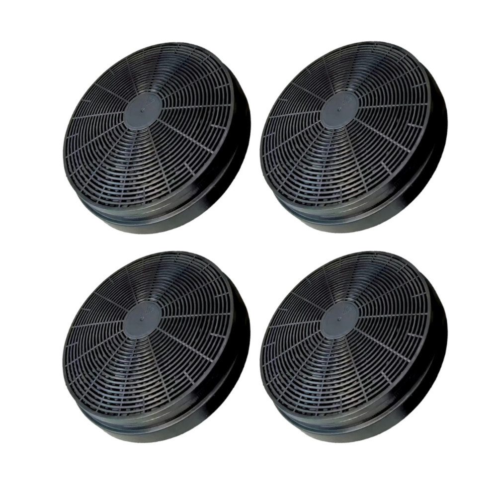 Trade-Shop Aktivkohlefilter 4x passend für PKM 9080BZ 9080WZ 9090ISZ 6036Z 9060WH 9060B 9090H, Zubehör für Respekta MIZ0023 MIZ0023N MIZ0023NA1, PKM CF110 K10001 4016572013856, Durchmesser: 17,5 cm / Höhe: 3,5 cm - Ersatzteil für Dunstabzugshauben