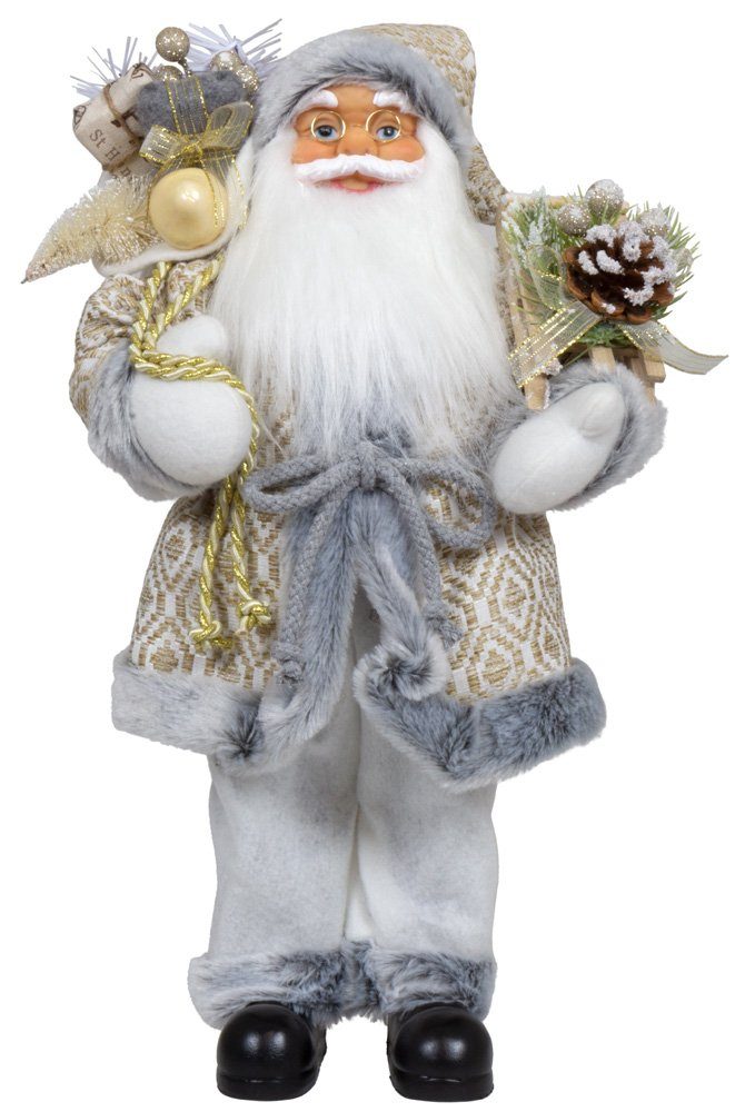 Dekofigur Weihnachtsmann versch. Größen Bjarne Paradise weiß-gold-grau 45/60cm, Weihnachtsdeko Christmas