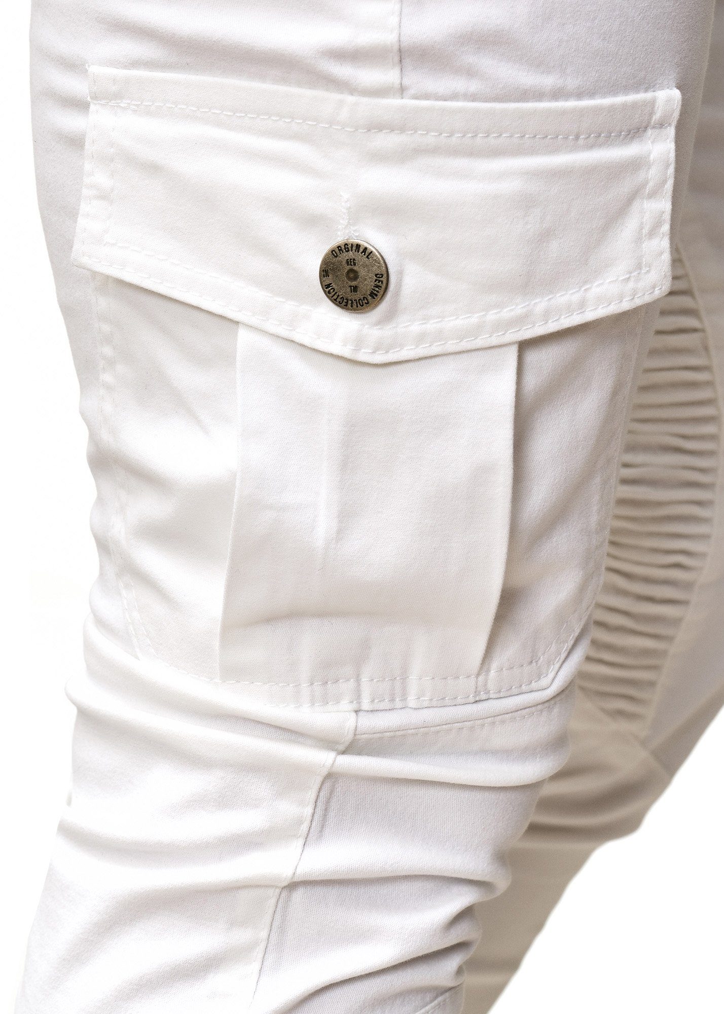 OneRedox Straight-Jeans 3207C (Chino Cargohose 1-tlg) Casual Streetwear, Freizeit Weiß Business