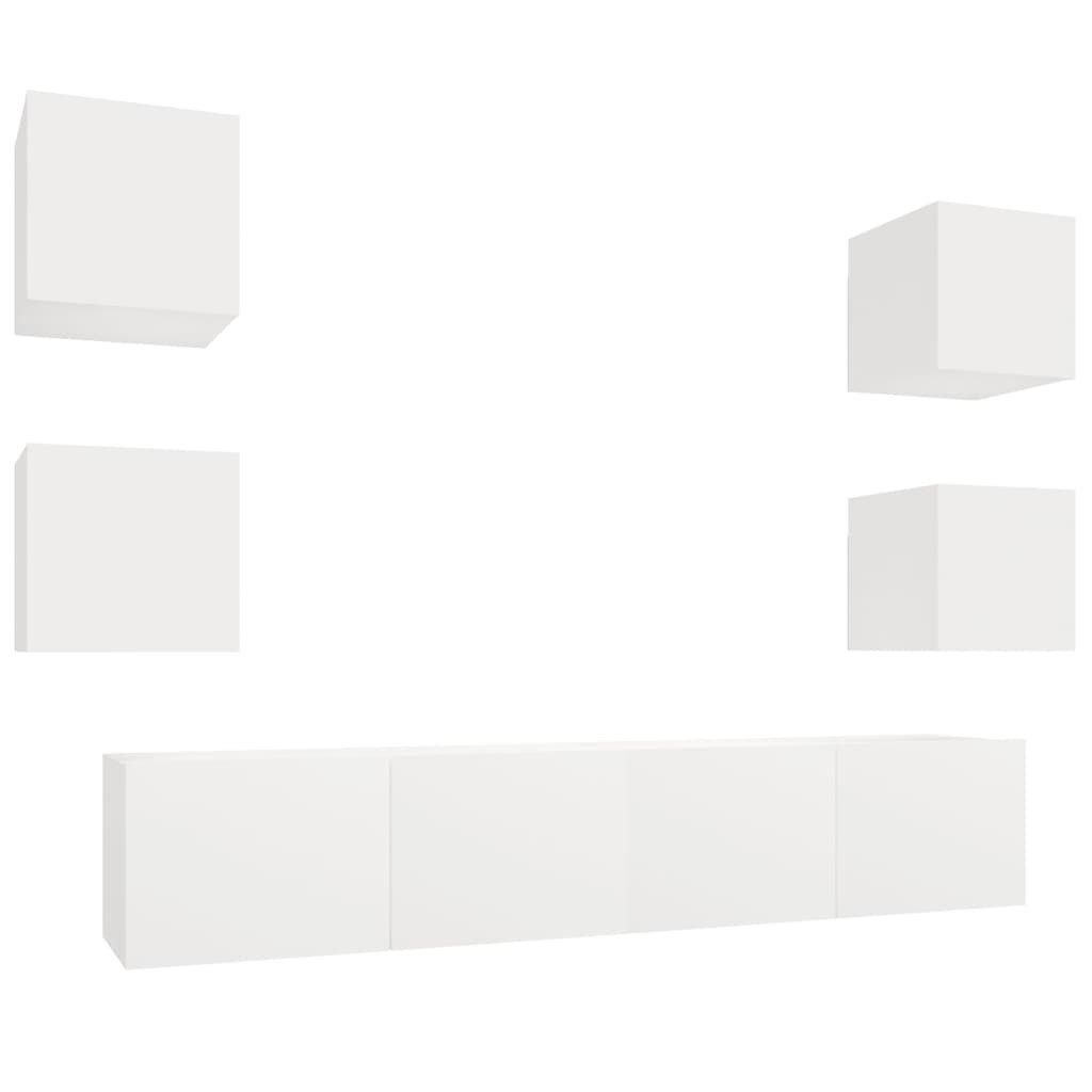 vidaXL TV-Schrank 6-tlg. TV-Schrank-Set Weiß Holzwerkstoff günstig online kaufen