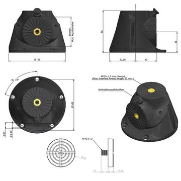 SO-TECH® Möbelbeschlag 4 x Tischbein-Drehbeschlag CURLY mit Stapelfuß Ø 115 mm x 85 mm (4 St), (M10 x 20 mm) schwarz klappbar durch Drehung