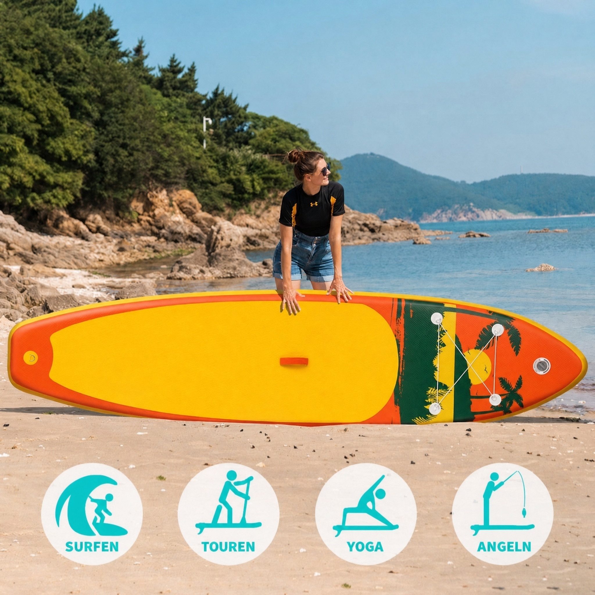 Blossom Inflatable SUP-Board Aufblasbares SUP Board 335 cm mit Zubehör Set, Stand Up Paddle Board