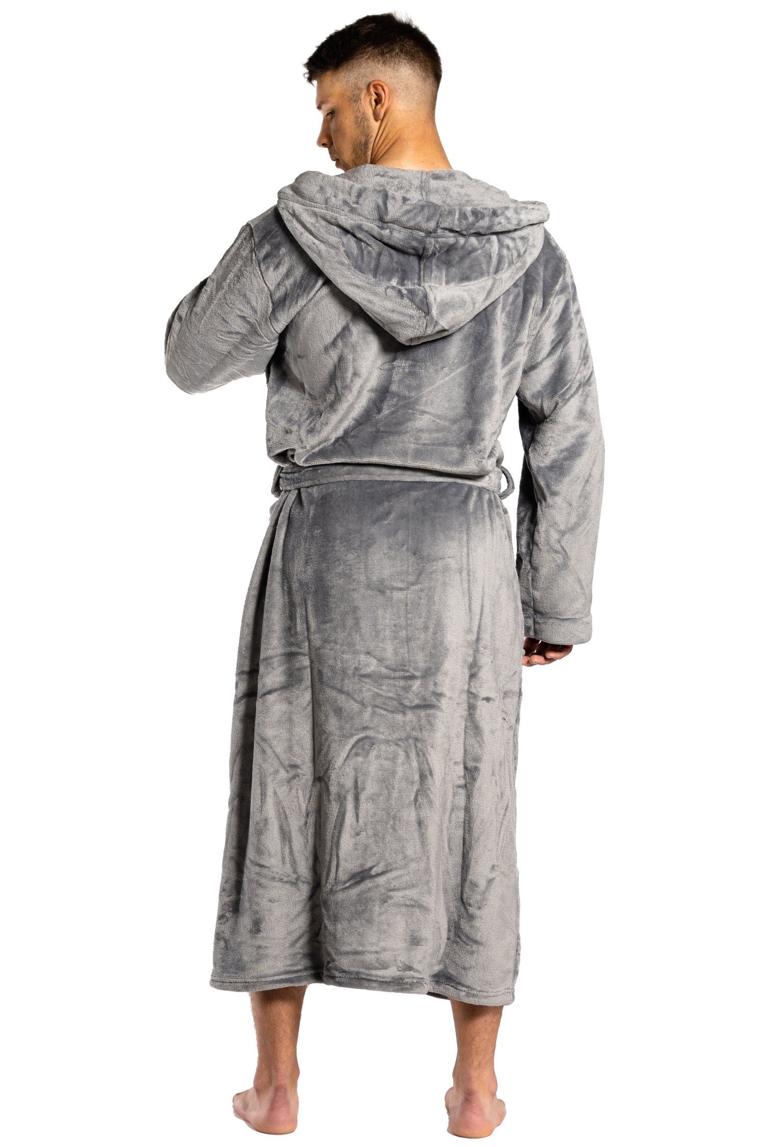 Di Ficchiano Bademantel Di Ficchiano Unisex Herren Damen Bademantel mit Kapuze I Größen XXS -, Polyester, Kapuze, Bindegürtel
