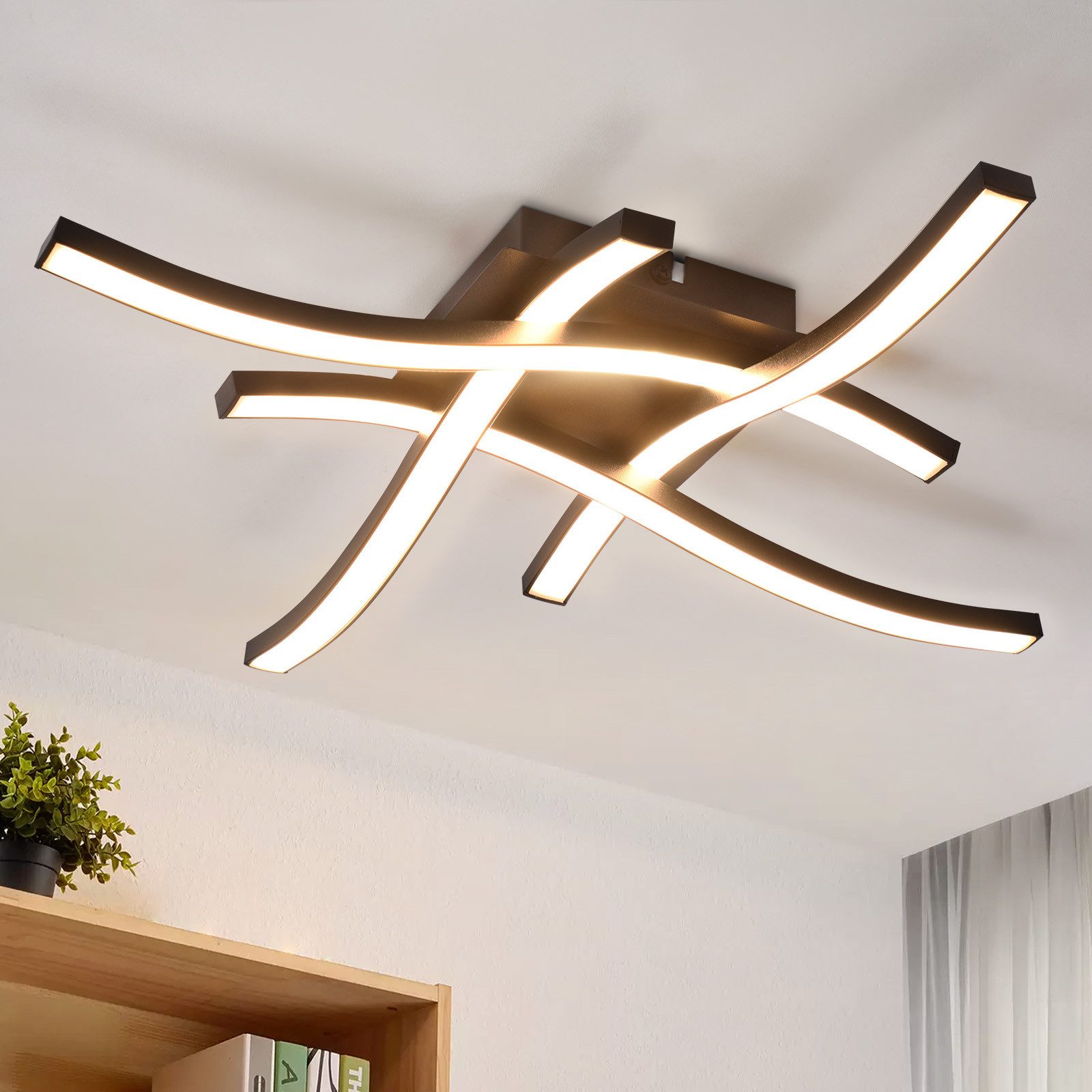 ZMH LED Deckenleuchte Wohnzimmer Schwarz Modern Schlafzimmerlampe 12/24W Warmweiß Flur, 3000K, Augenschutz Deckenlampe für Waschräume