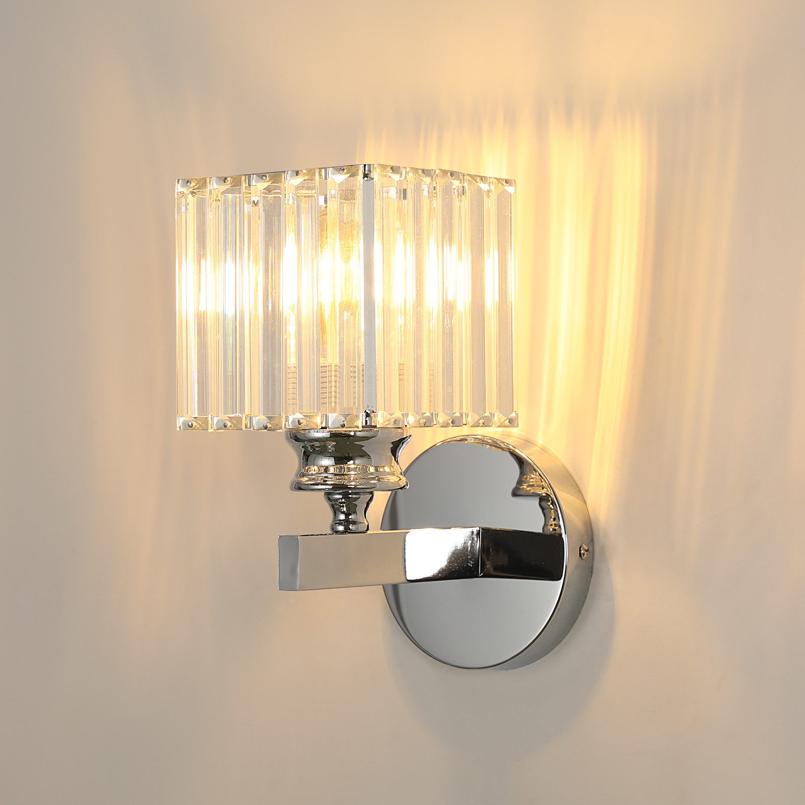 Goeco Wandleuchte Kristall Wandlampe, Quadratische Kristallleuchte, 24x13x18 cm, ohne Leuchtmittel