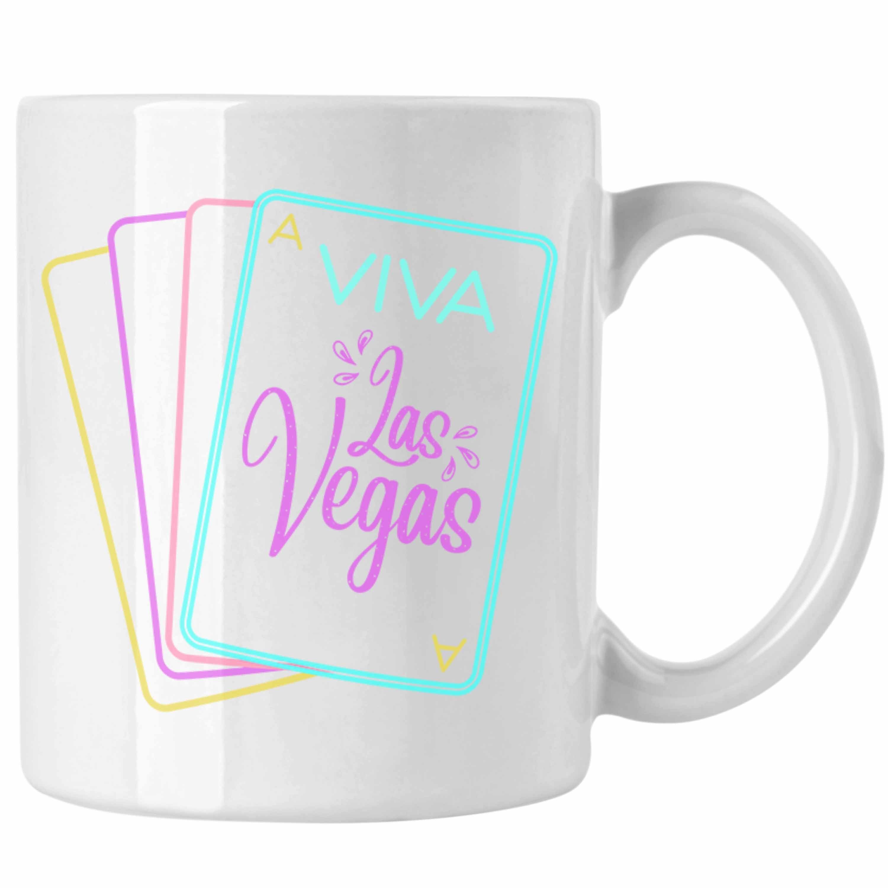 Trendation Tasse Trendation - Viva Las Vegas Tasse Geschenk Neon Retro 80er Jahre Geschenkidee Weiss