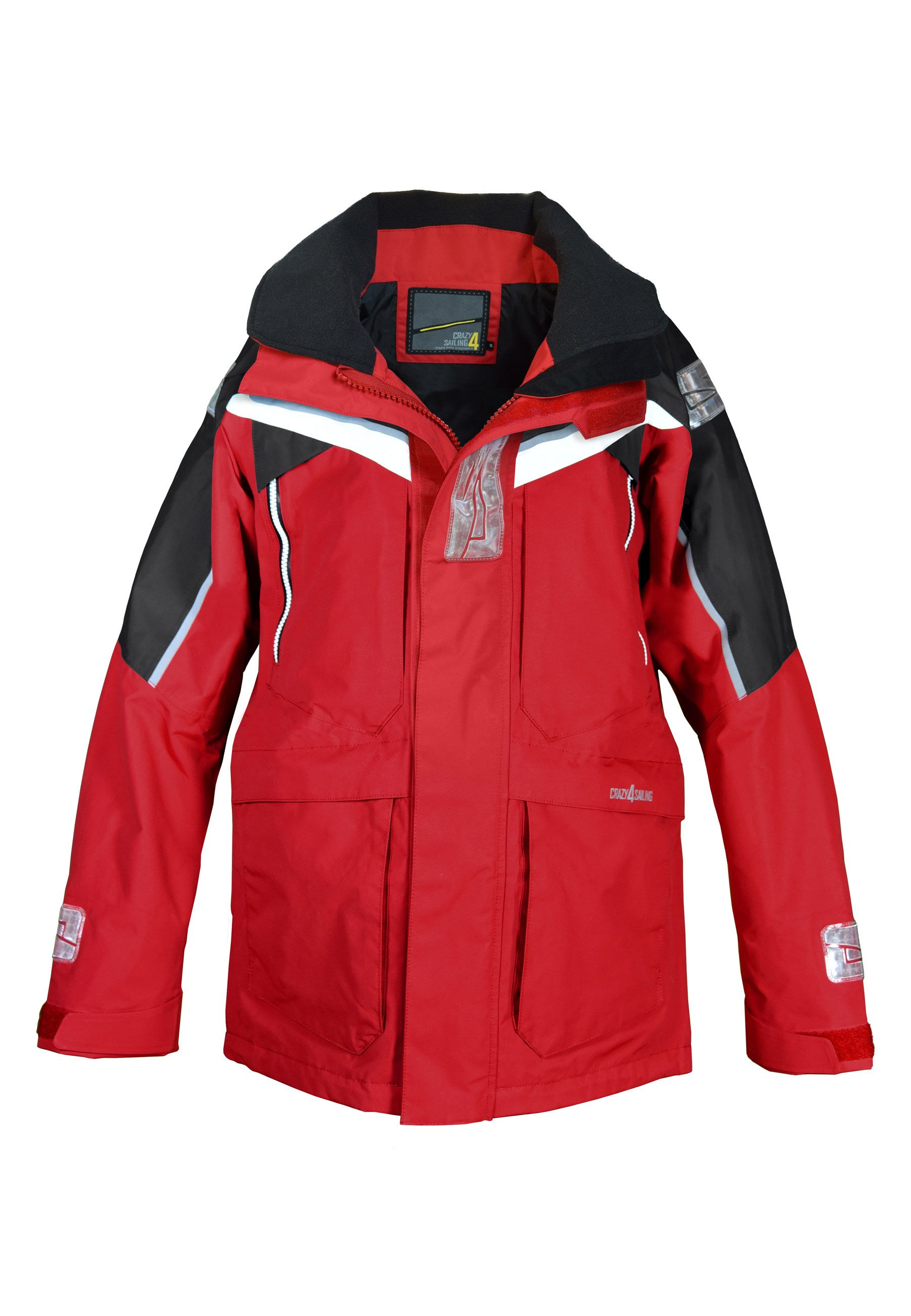 crazy4sailing Outdoorjacke Stavanger wasserdicht Segeljacke mit Reflektoren und hohem Kragen