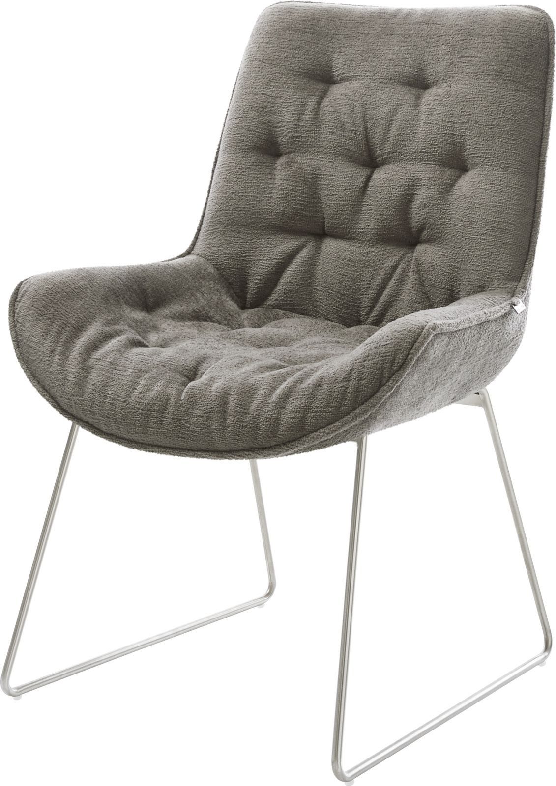 DELIFE Polsterstuhl Taimi-Flex, Kufengestell Edelstahl Bouclé günstig online kaufen