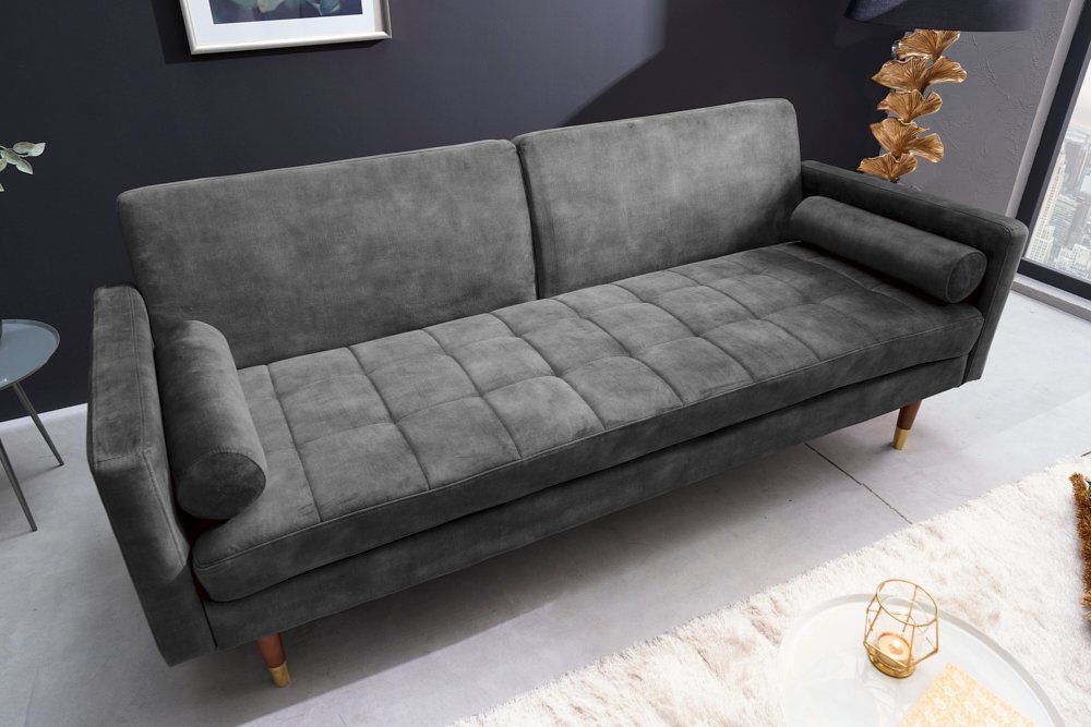 Einzelartikel Microvelours 196cm grau riess-ambiente Wohnzimmer 1 Bettfunktion braun, · Schlafsofa Teile, · COUTURE /