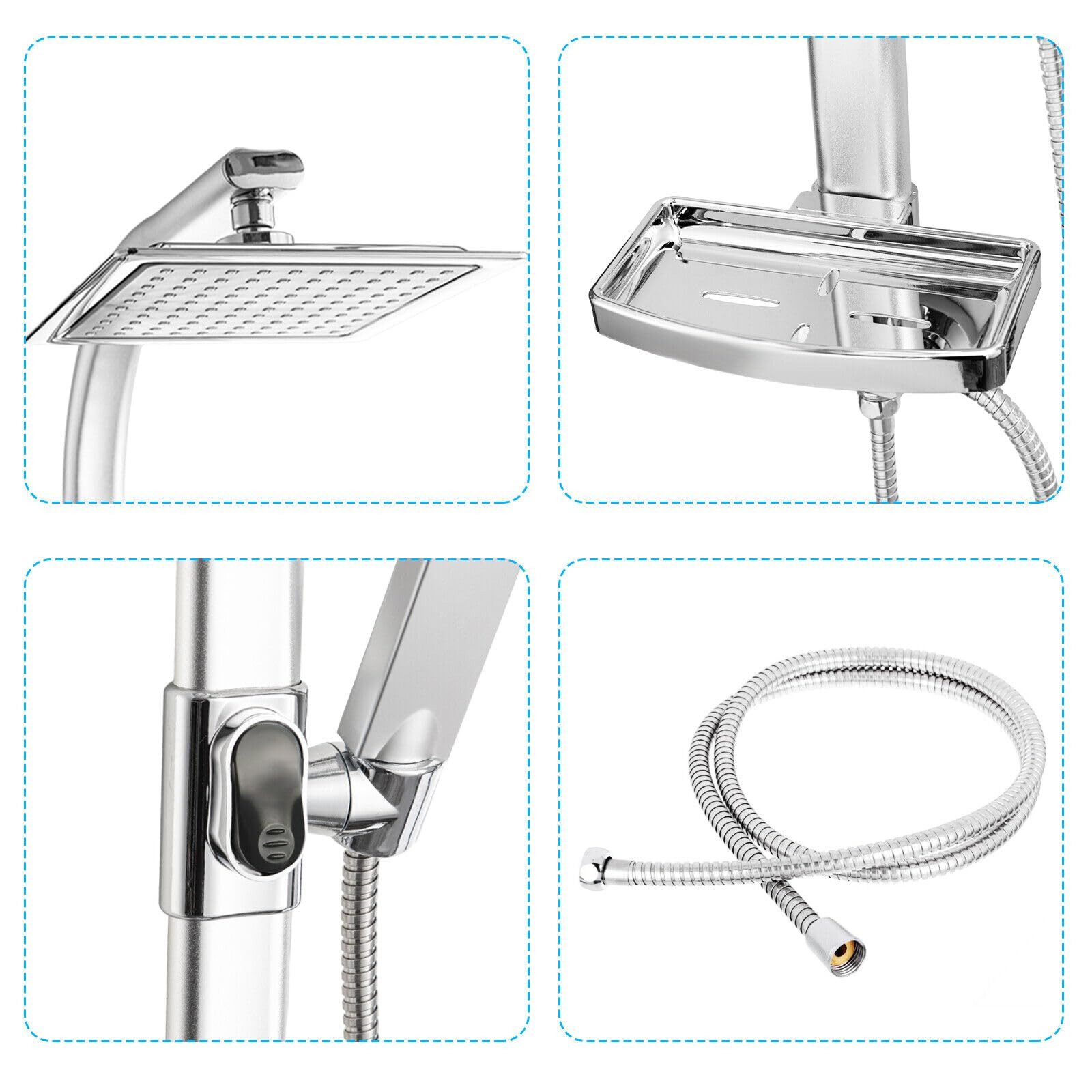 Youyijia Duschsystem Youyijia Edelstahl Duschsystem Regendusche Duschset 20X20cm