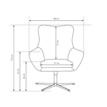 MOEBLO Drehsessel EILISH (Stuhl, Sitzmöbel, Polstersessel,Relaxsessel), (BxHxT):88x110x106 cm