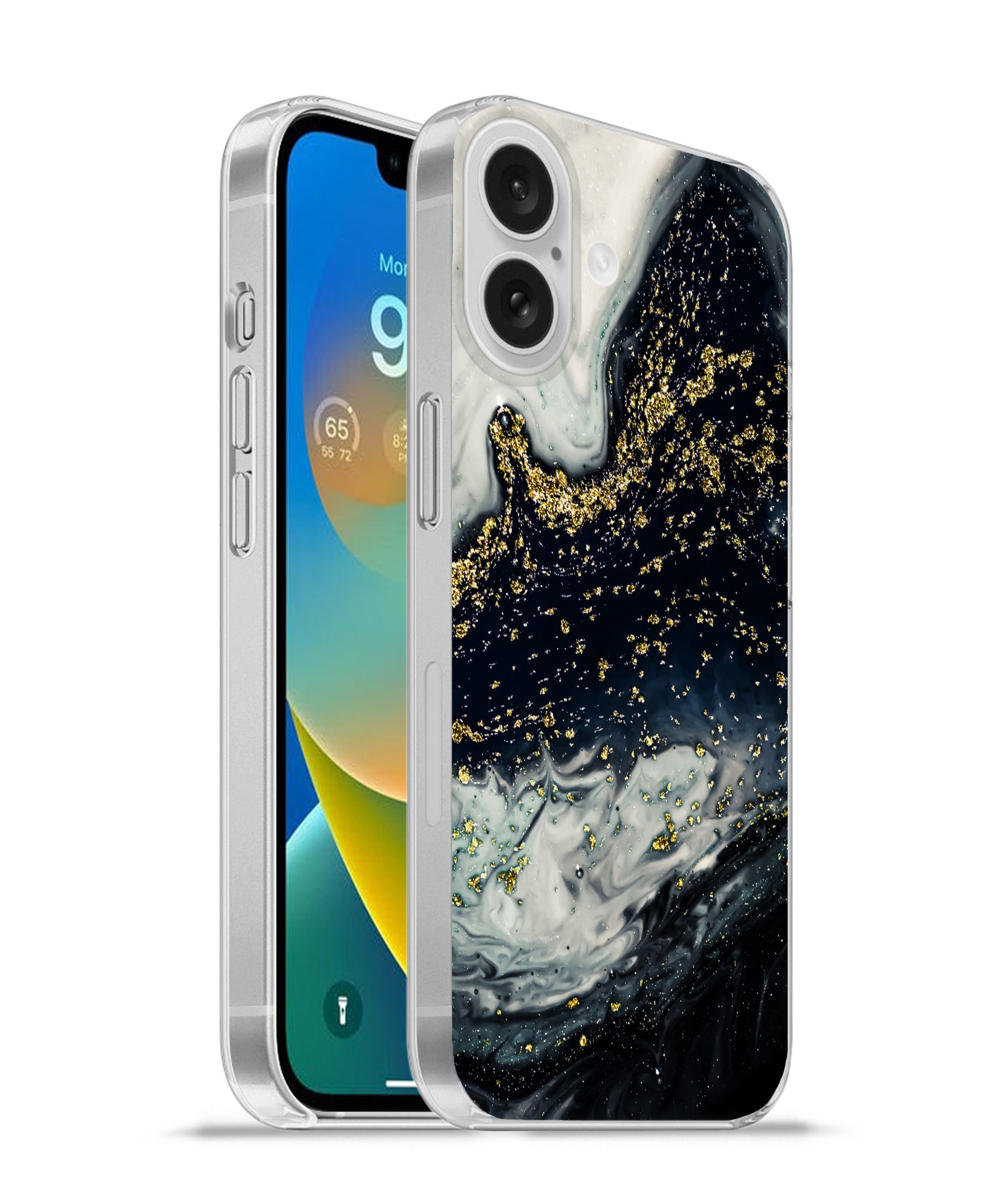 Handyhülle für Apple iPhone 16 Marmor - Naturstein - Gold