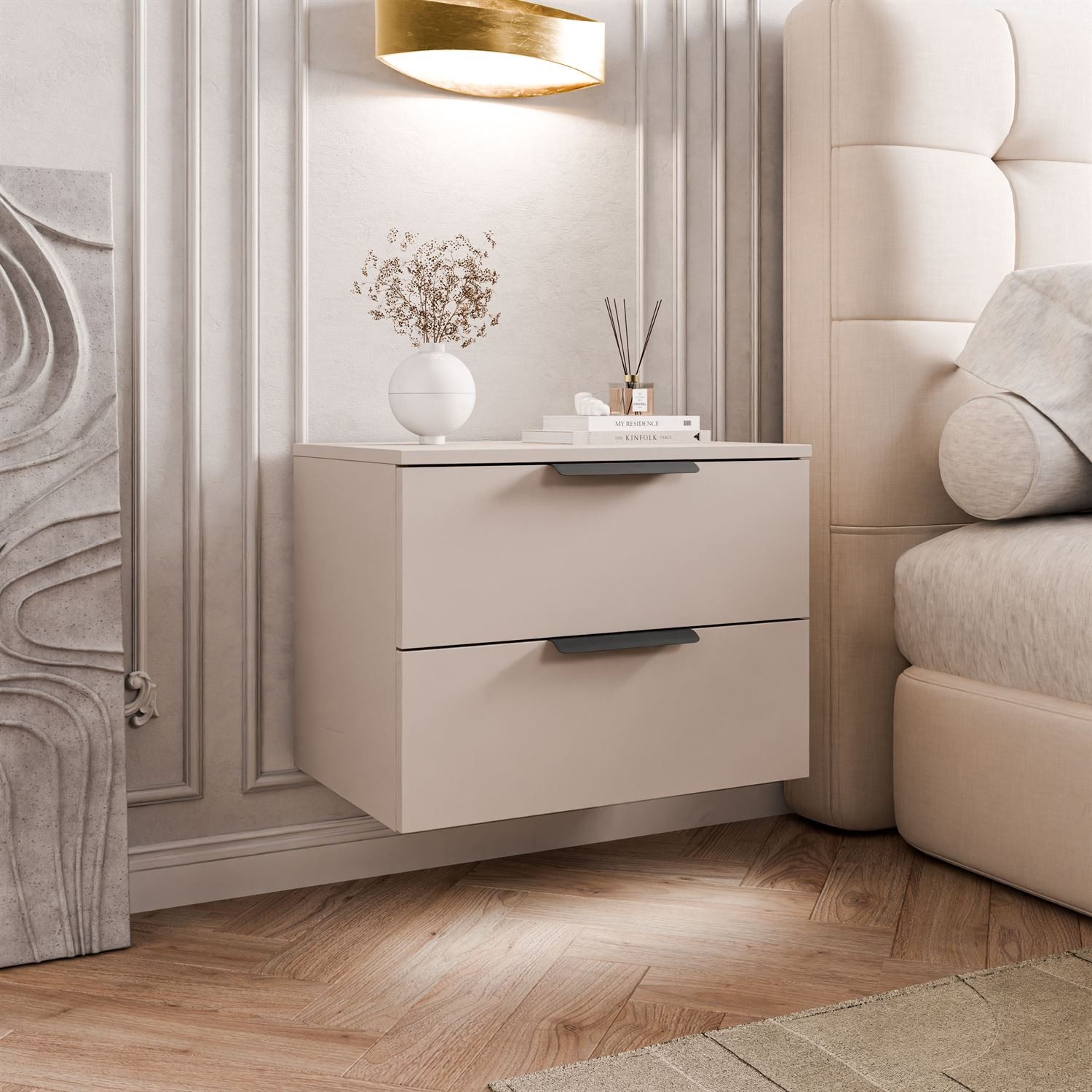 Lookway Nachttisch LINA 2S Kaschmir mit günstig online kaufen