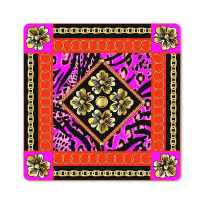 MuchoWow Gaming Mauspad Blumen - Halskette - Pantherdruck - Gold - Muster (1-St), Gaming, Rutschfester Unterseite, Mausunterlage, 80x80 cm, XXL, Großes