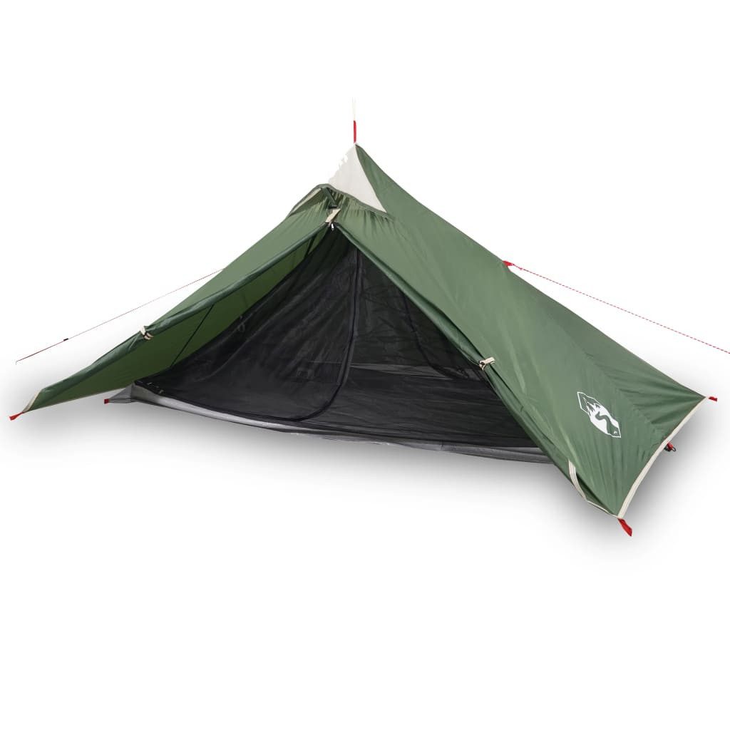 vidaXL Kuppelzelt NA Campingzelt Keilzelt Ferienzelt 1 Person Grün 255x153x130 cm 185T T