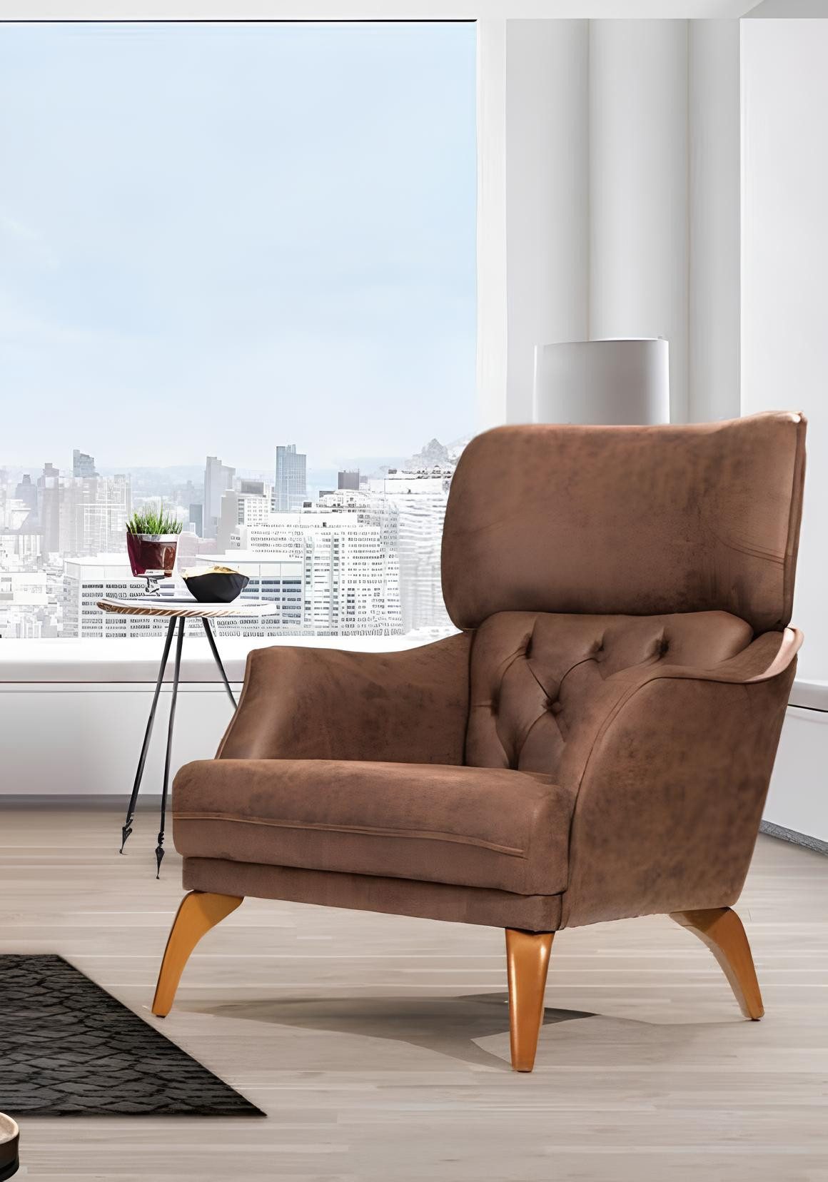 JVmoebel Кресла Eleganter Ledersessel im Кресла-Design, Braun, Einzelstück (1-St., 1x nur Кресла), Made in Europa