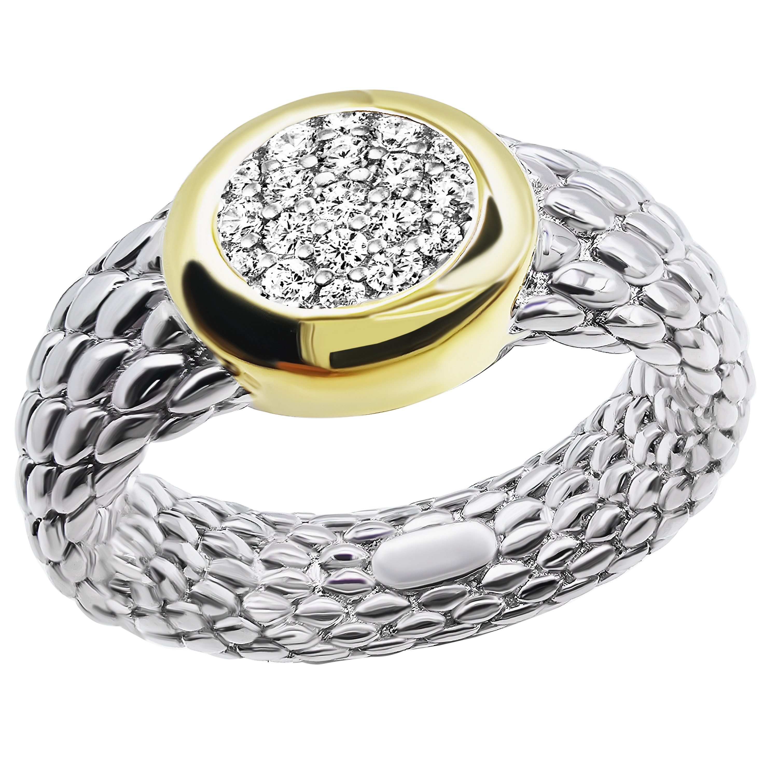 Firetti Fingerring Schmuck Geschenk Silber 925 Damenring Ring Milanaise Solitär bicolor, mit Zirkonia (synth)