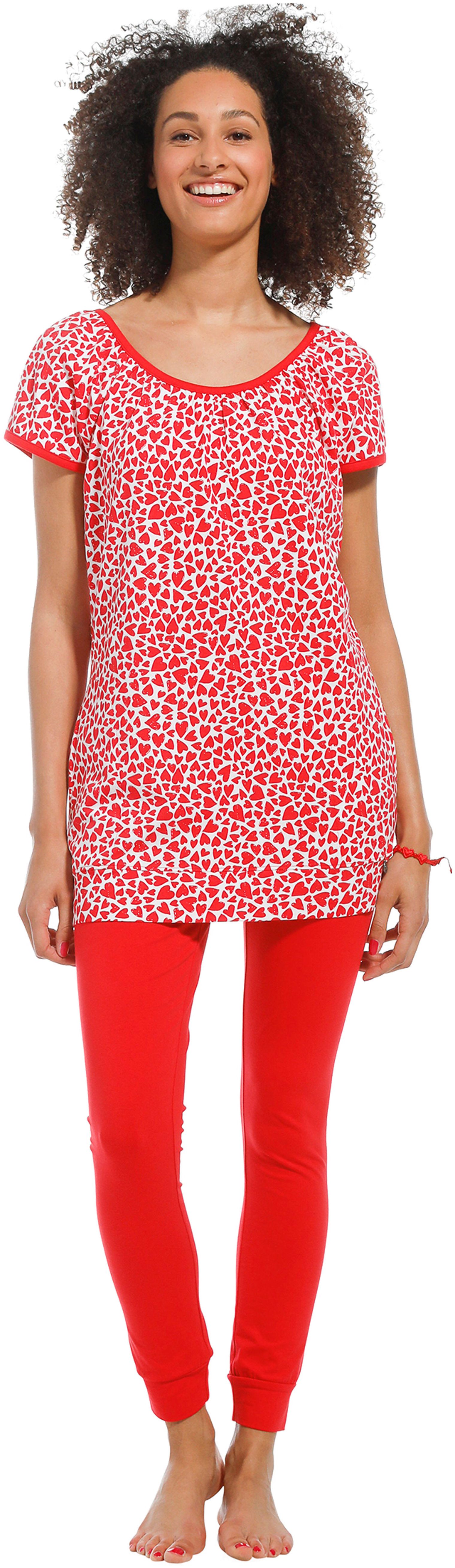 Rebelle Schlafanzug Damen Pyjama mit Herzen günstig online kaufen