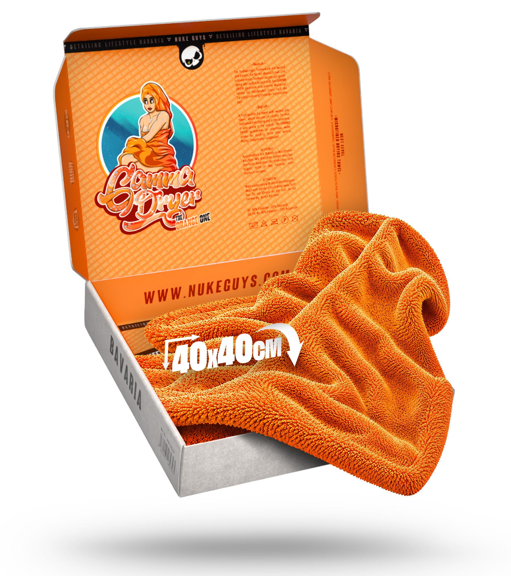 Nuke Guys Microfaser Auto Trockentuch - Gamma Dryer S bis XXL Mikrofasertuch (Microfaser, 40x40 cm, 1-tlg., Gamma Dryer S - Orange - 40x40cm 1400GSM)