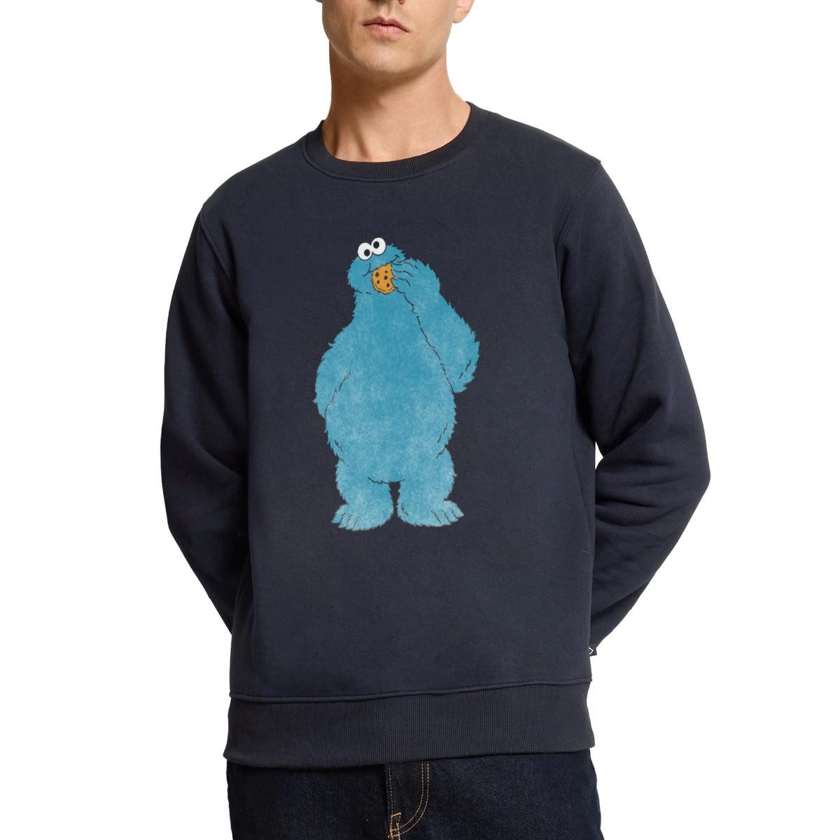 Spreadshirt Sweatshirt Sesamstraße Krümelmonster Naschen Herren Premium Pullover (1-tlg)