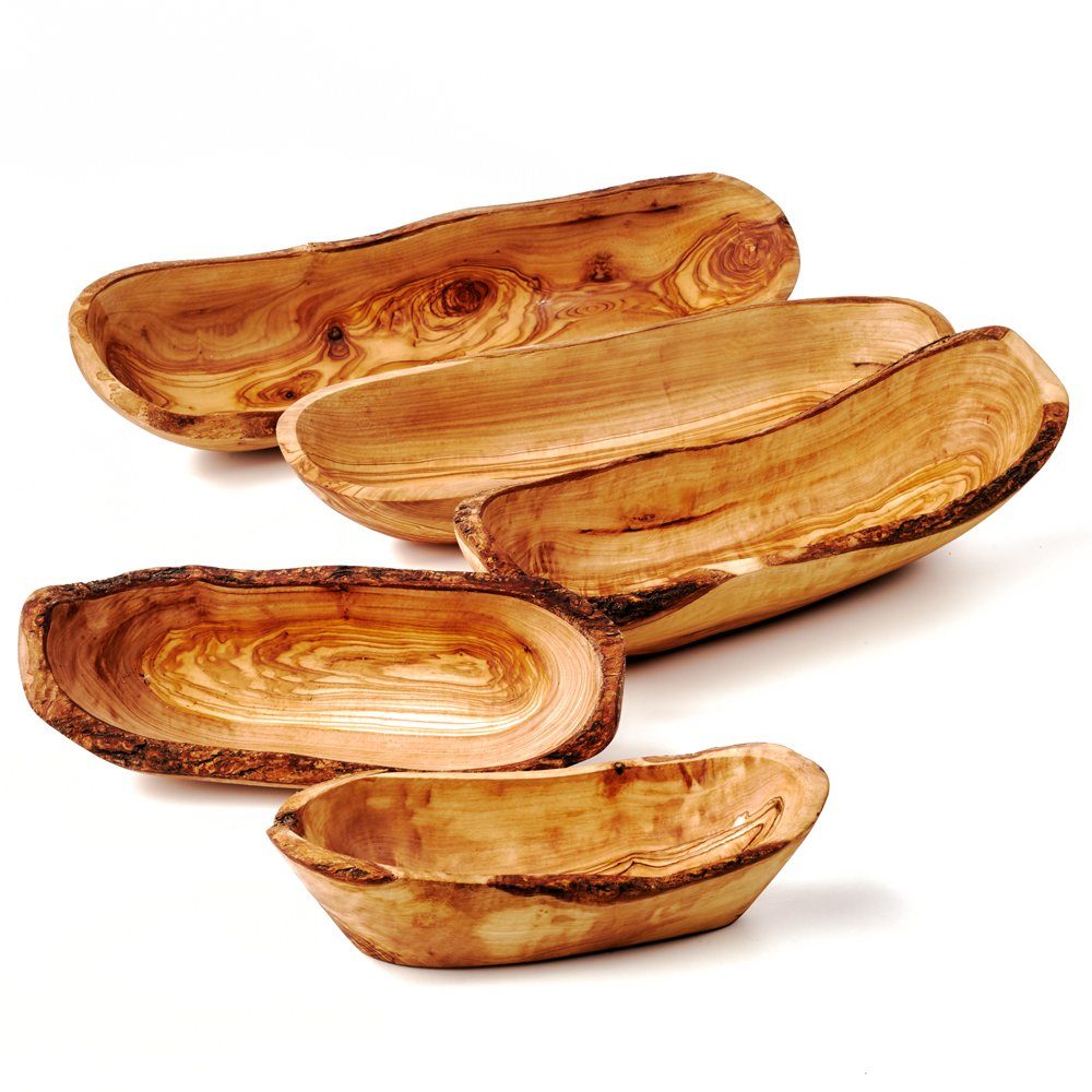 Baguetteschale Olivenholz, dasOlivenholzbrett mit Olivenholz, (1-tlg) 5er Rand, Brotschale naturbelassener aus Set
