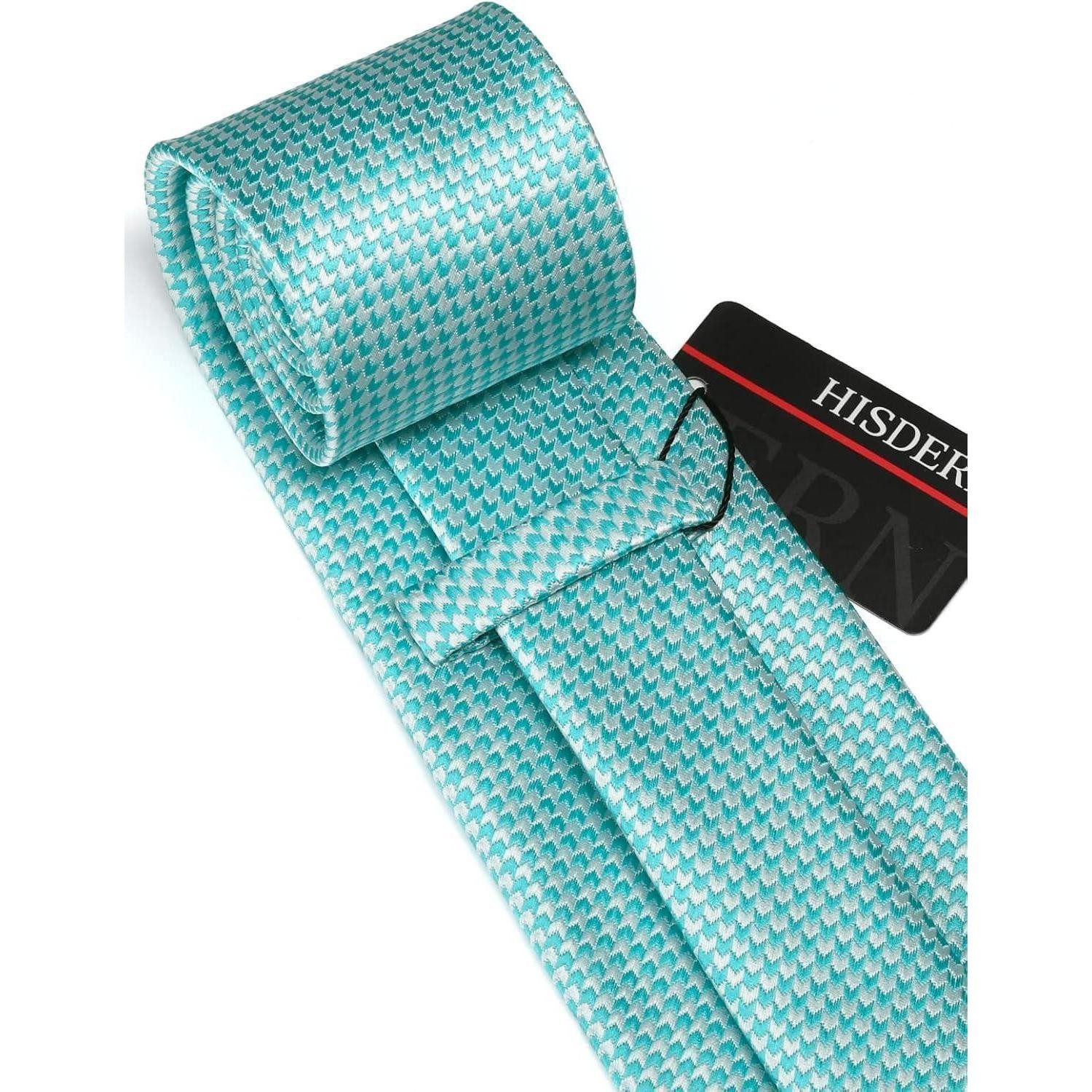 LuxusKollektion Krawatte Krawatte Herren Hochzeit Einstecktuch Hahnentritt Hellgrün Mintgrün