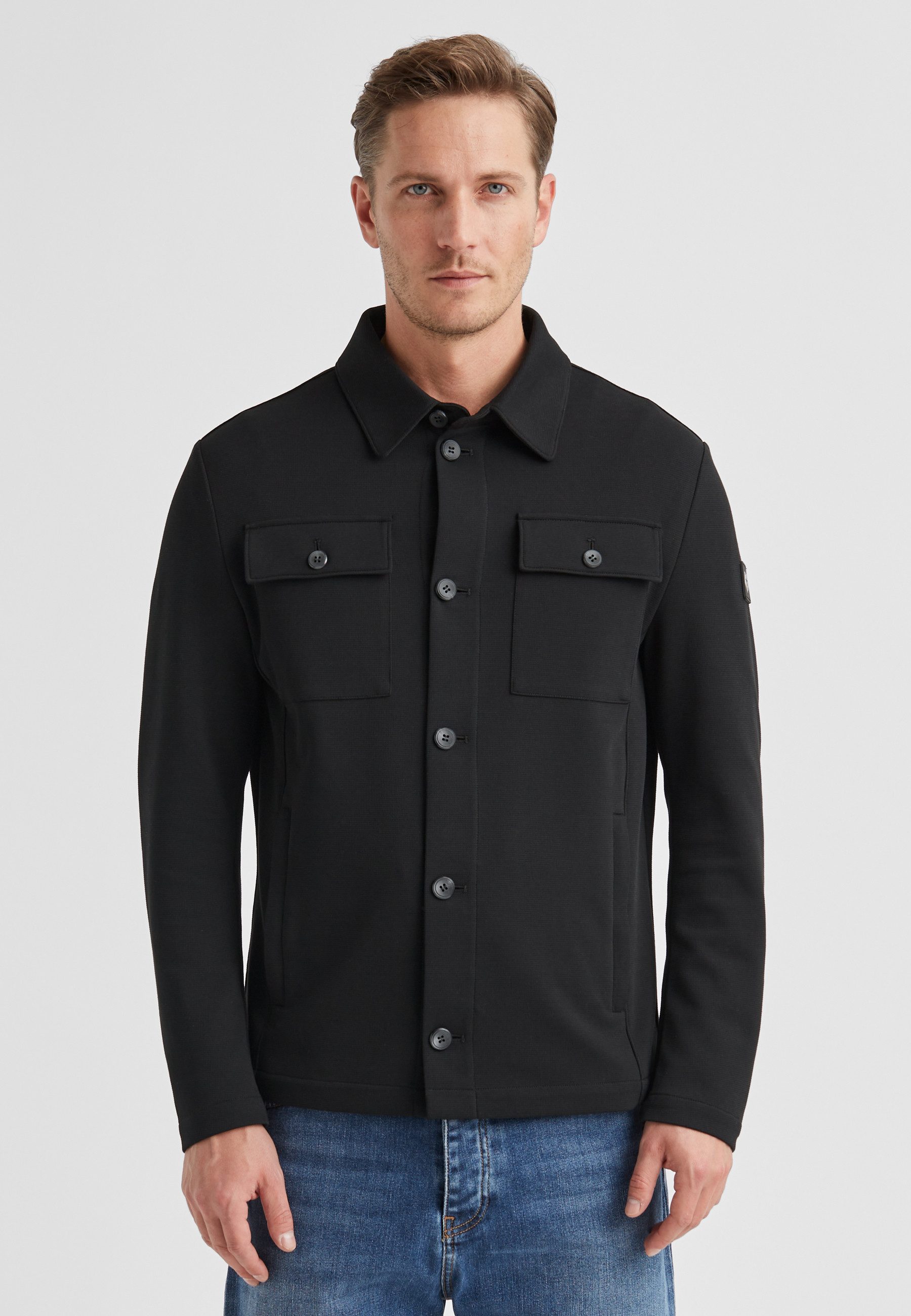 MILESTONE Hemdjacke MSOhio Herren Overshirt Übergangsjacke klassisch mit Logo Badge
