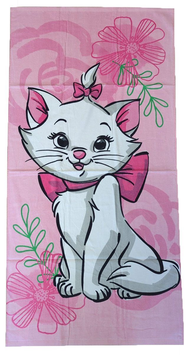Jerry Fabrics Badetuch Disney Aristocats Marie Cat "Pink Flower", Frottee (1-St)