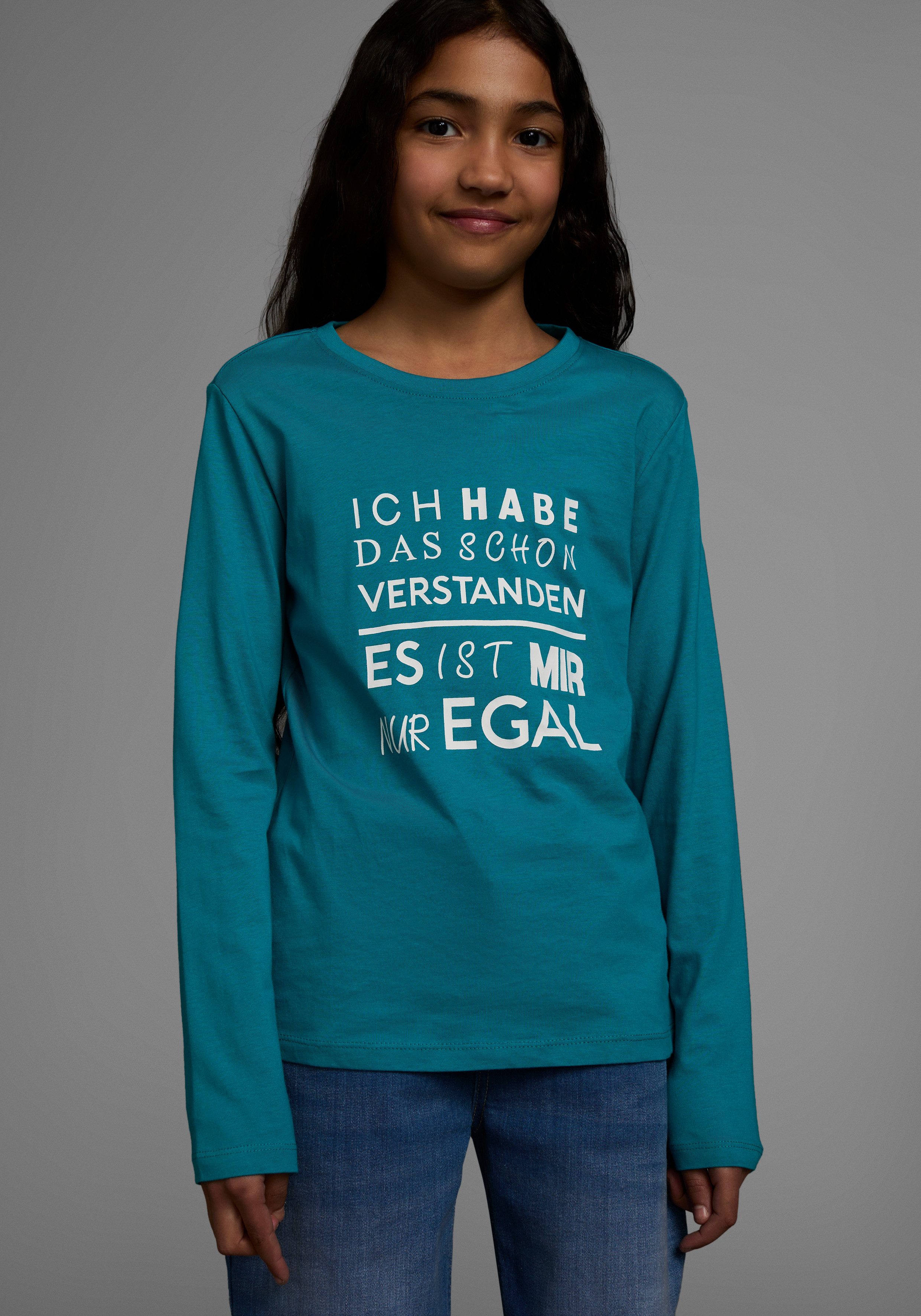 KIDSWORLD Langarmshirt Ich hab das schon verstanden - es ist mir nur egal Langarm, Basic-Passform, mit Statements/Sprüchen