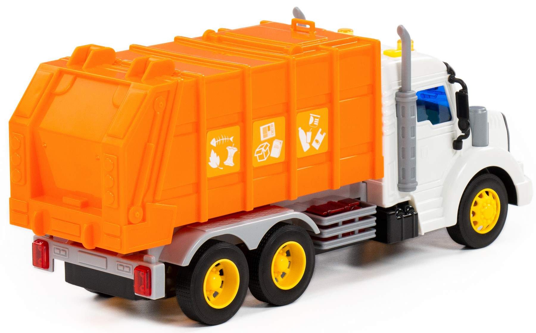 Polesie Spielzeug-Müllwagen LKW PROFI orange Schwungrad mit Licht Sound