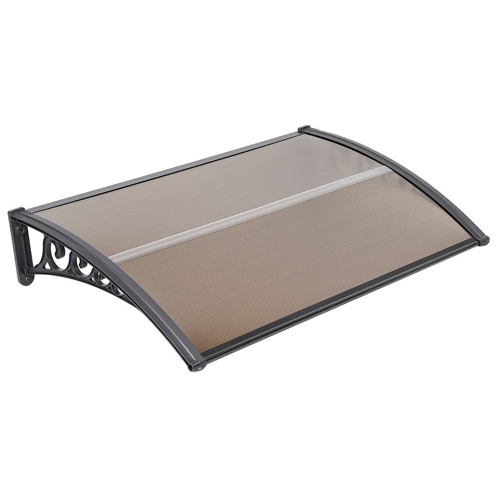 JEOBEST Vordach 100 x 150 cm Transparentes Pultbogenvordach Pultvordach, (Überdachung,1 St., Haustürvordach), UV-beständig, Braun+Schwarz – Bild 5 von 5